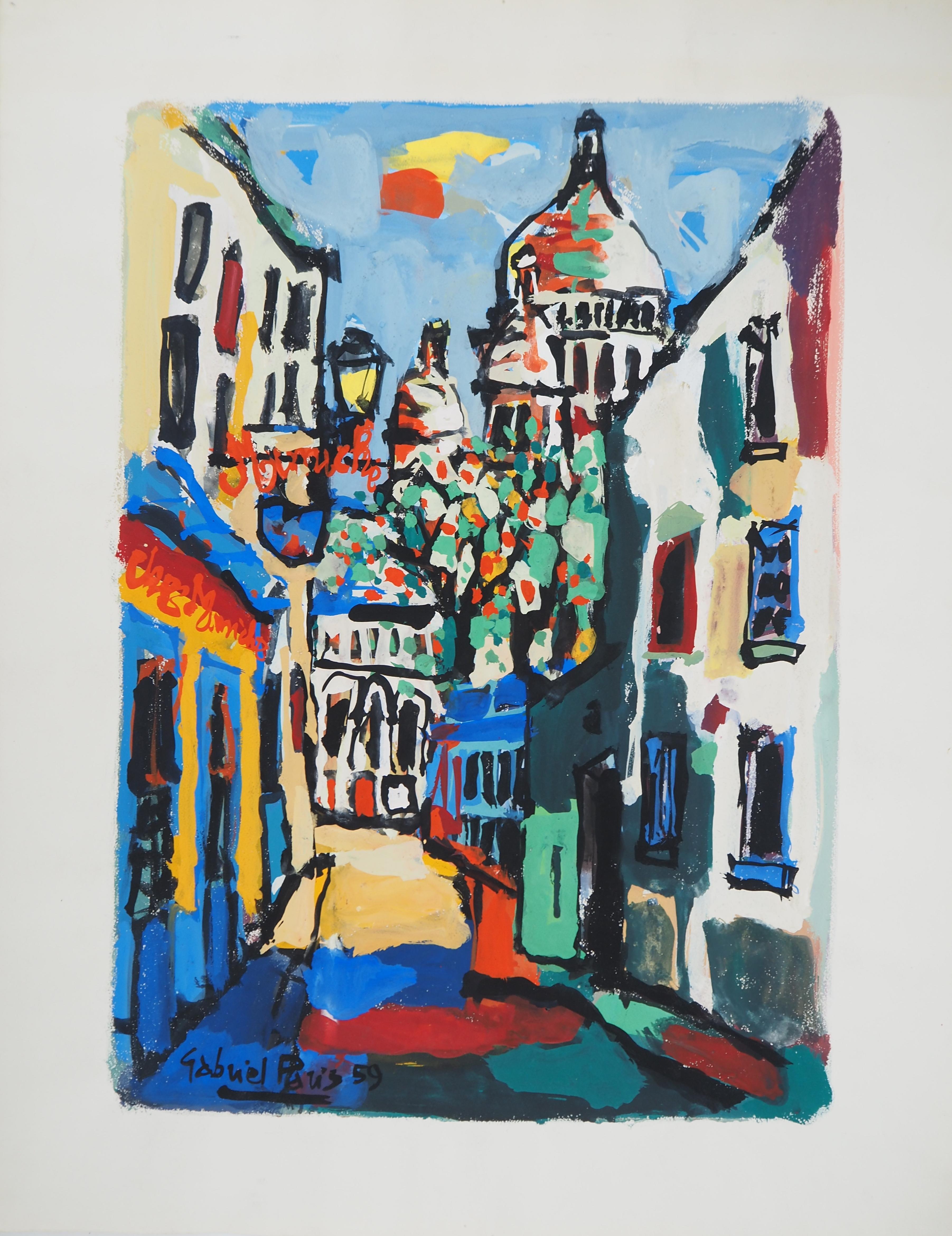 El Sacré-Cœur en Montmartre - Pintura original firmada a mano - Art Moderno de Gabriel Paris