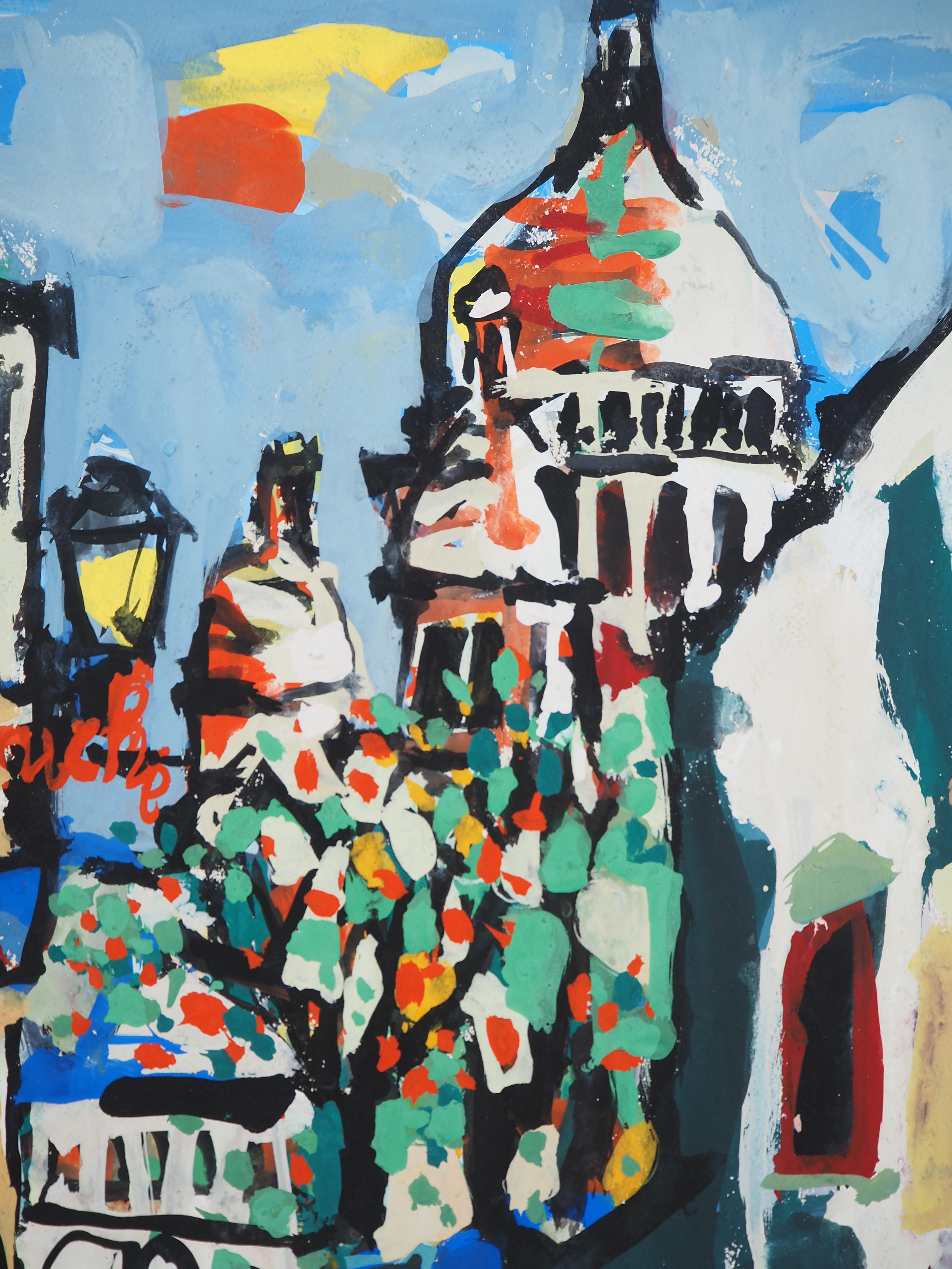 Gabriel París
El Sacré-Cœur en Montmartre, 1959

Pintura al gouache original
Firmado a mano y fechado
Sobre vitela Arches 64 x 49 cm (c. 25,1 x 19,2 pulgadas)

Muy buen estado, ligeras marcas de manipulación en los márgenes.