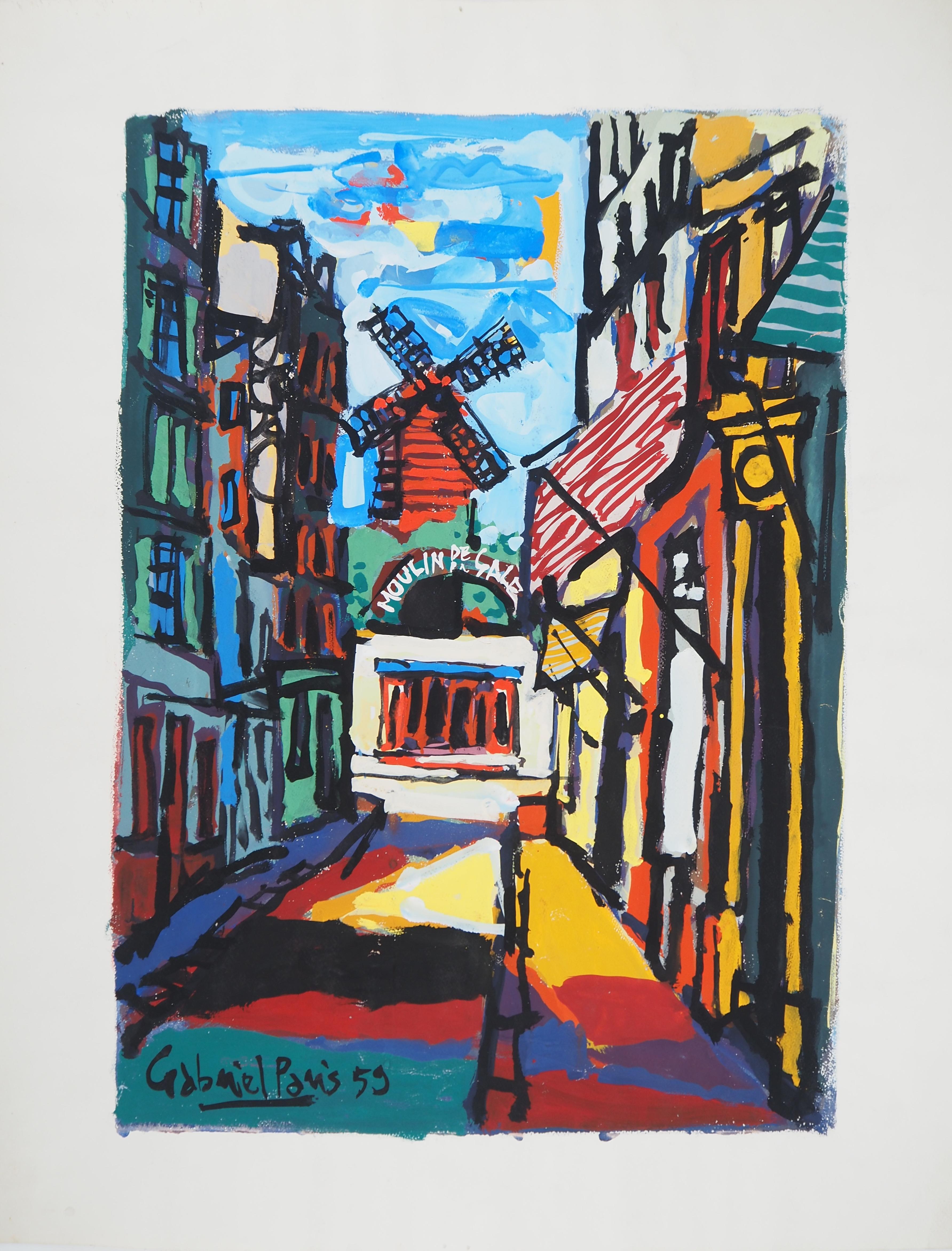Paris : The Moulin de la Galette in Montmartre - Original Handsigned Painting - Modern Art by Gabriel Paris