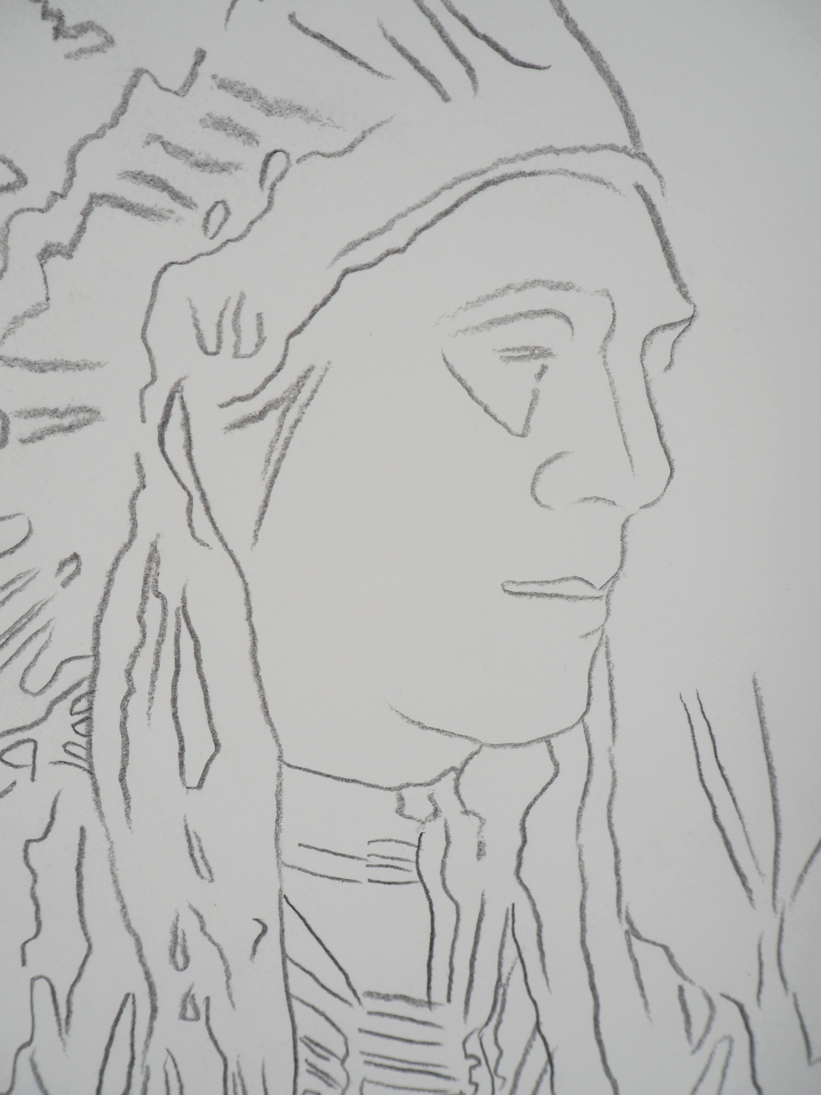 Indio : Bonete de guerra - Dibujo original a lápiz (Warhol Foundation #73.001) en venta 5