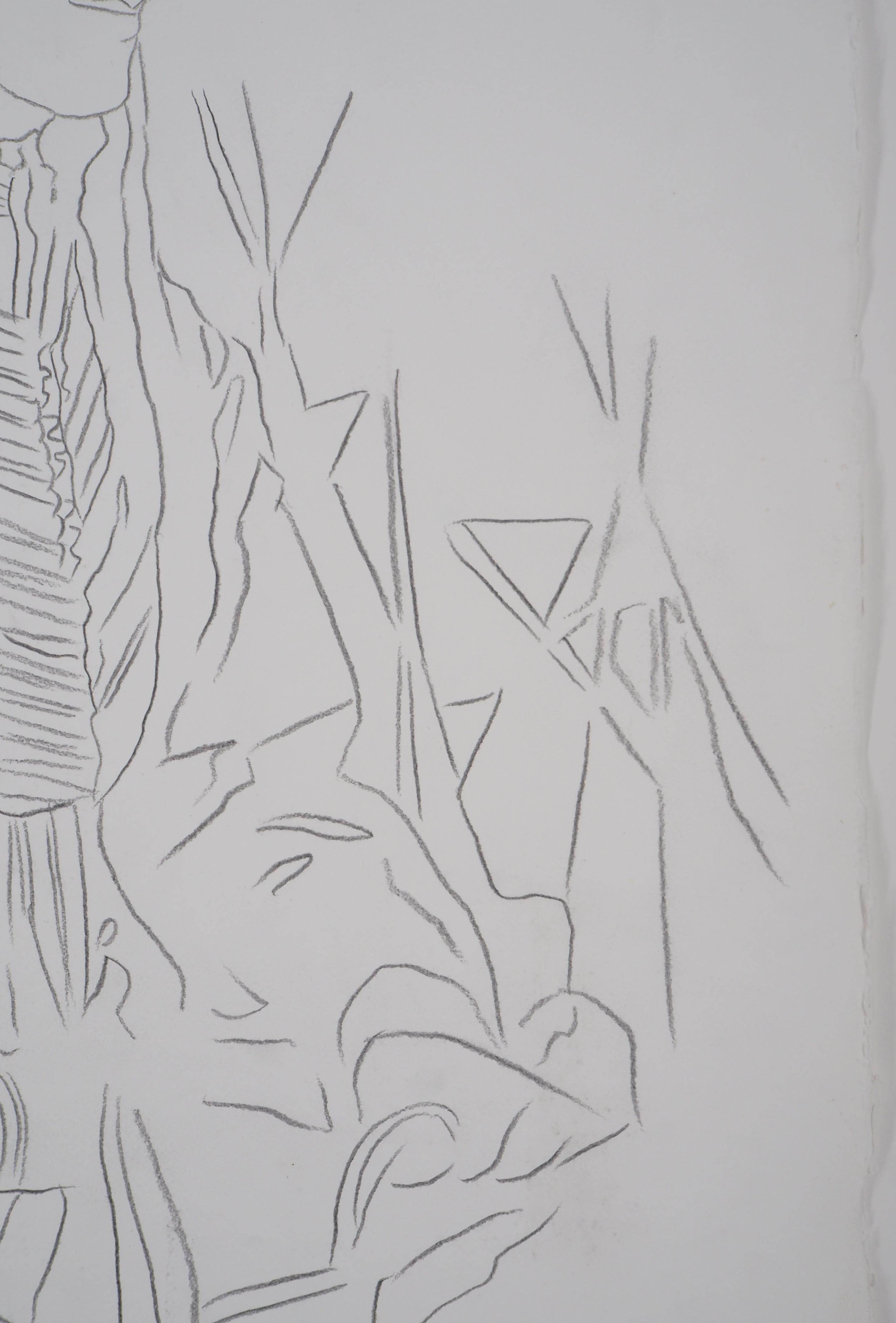 Indio : Bonete de guerra - Dibujo original a lápiz (Warhol Foundation #73.001) en venta 9