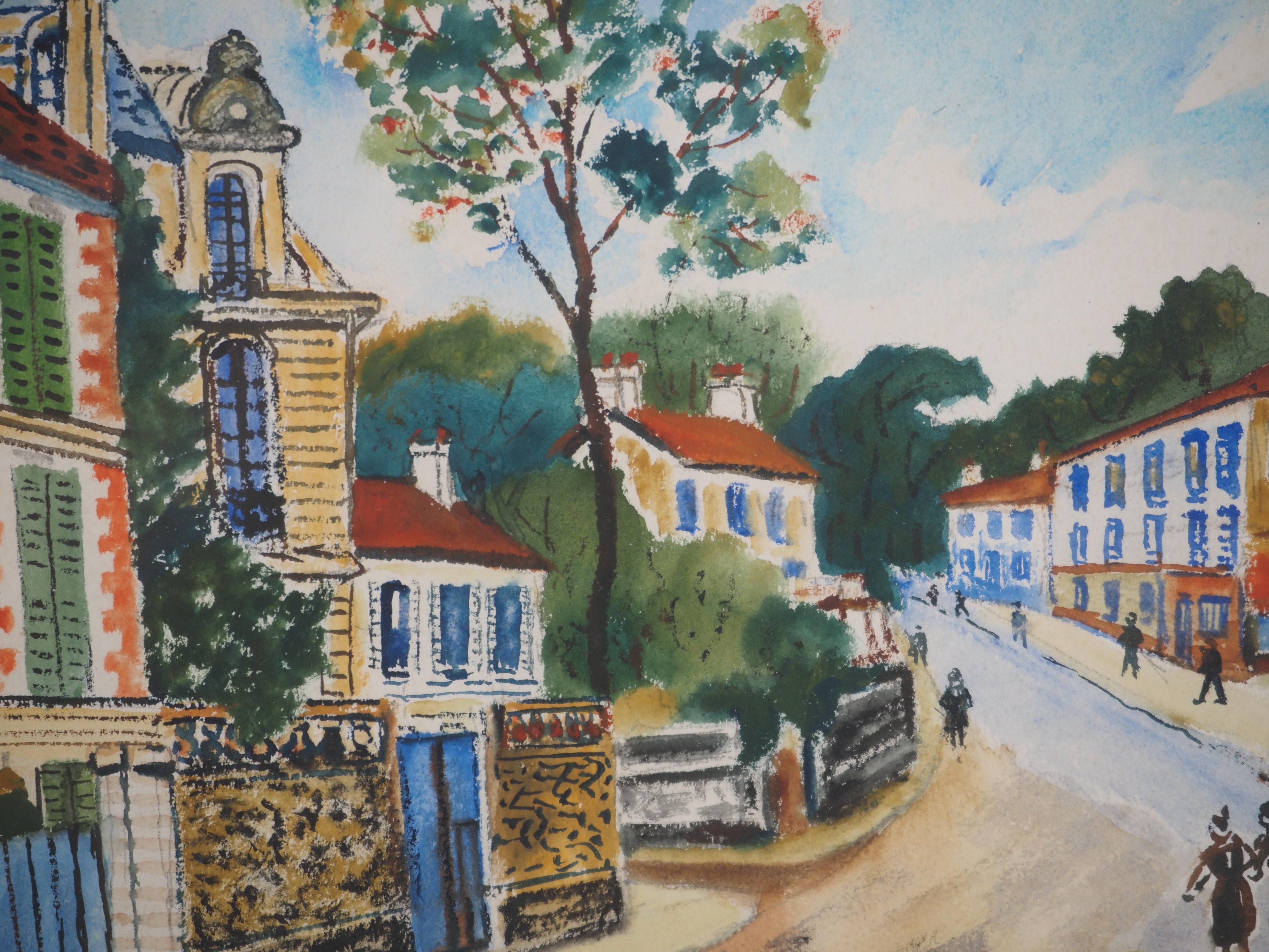 Montmorency : Château de ROUSSEAU - Aquarelle originale - Signée en vente 3