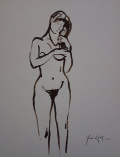 Standing Nude - Original hansigned ink drawing