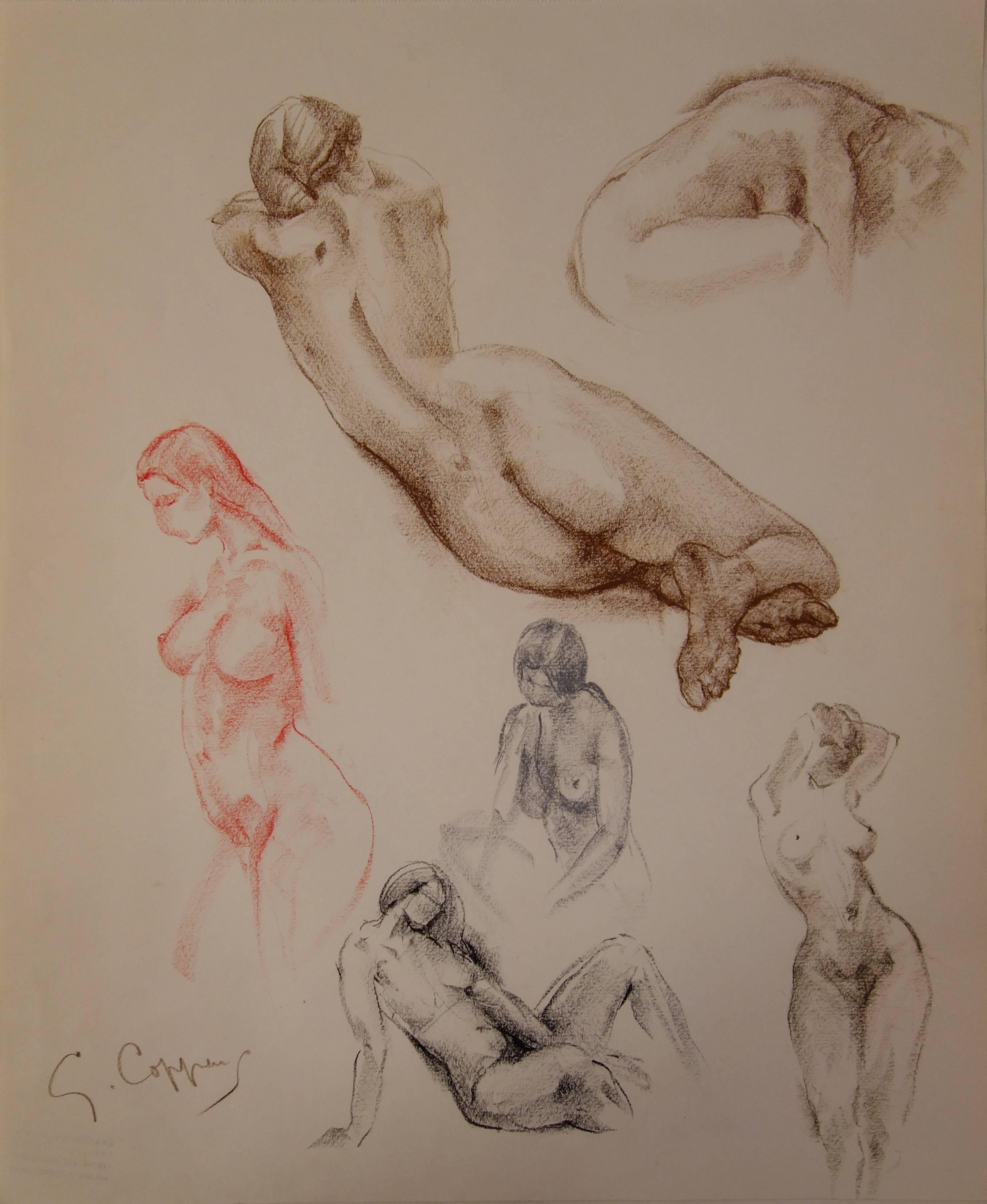 Studies of Juliet - Original signed charcoals drawing