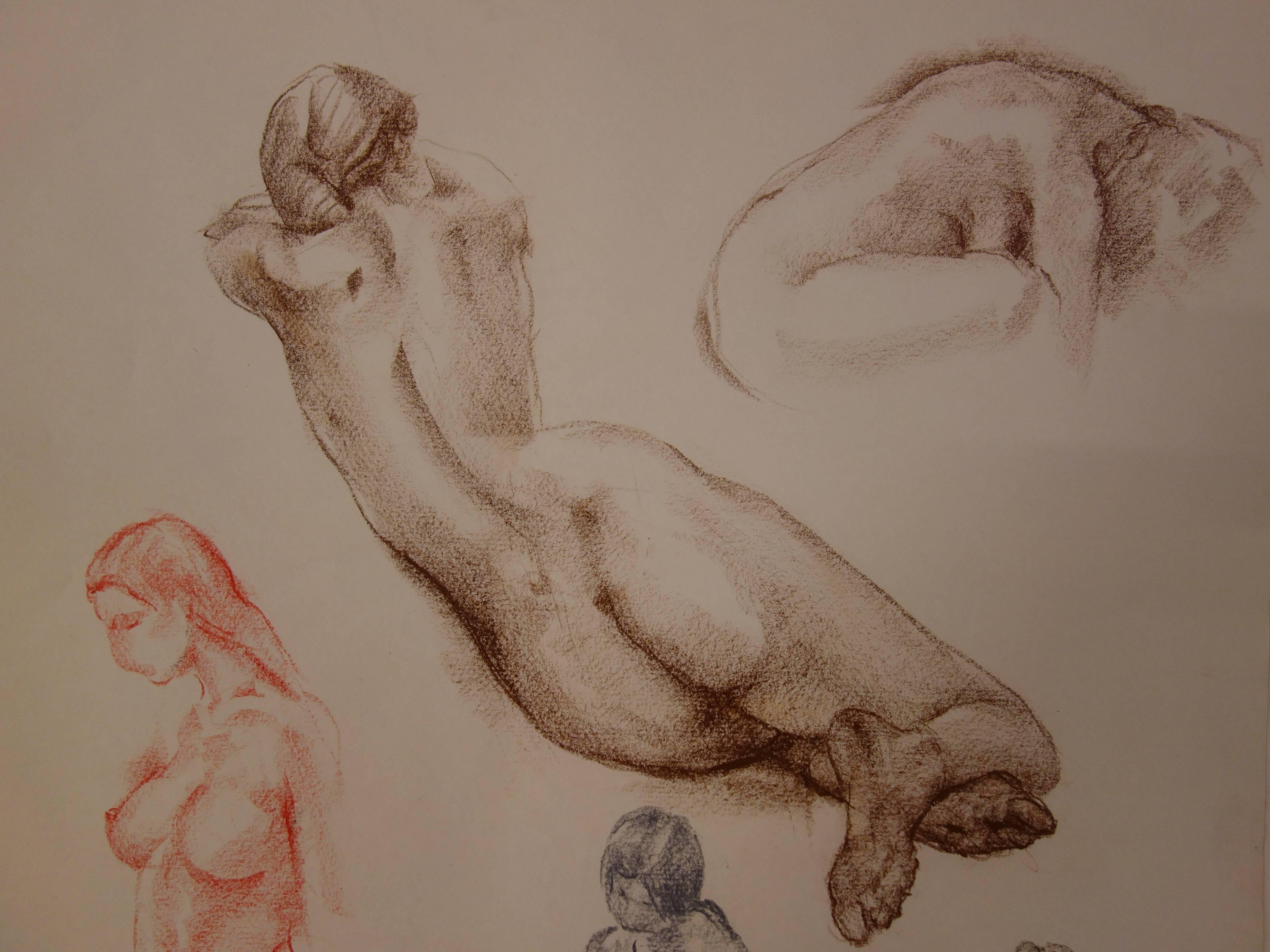 Studies of Juliet - Original signierte Kohlezeichnung (Moderne), Art, von Gaston Coppens