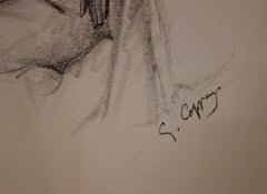 Nude on a Chair - Original signed charcoals drawing