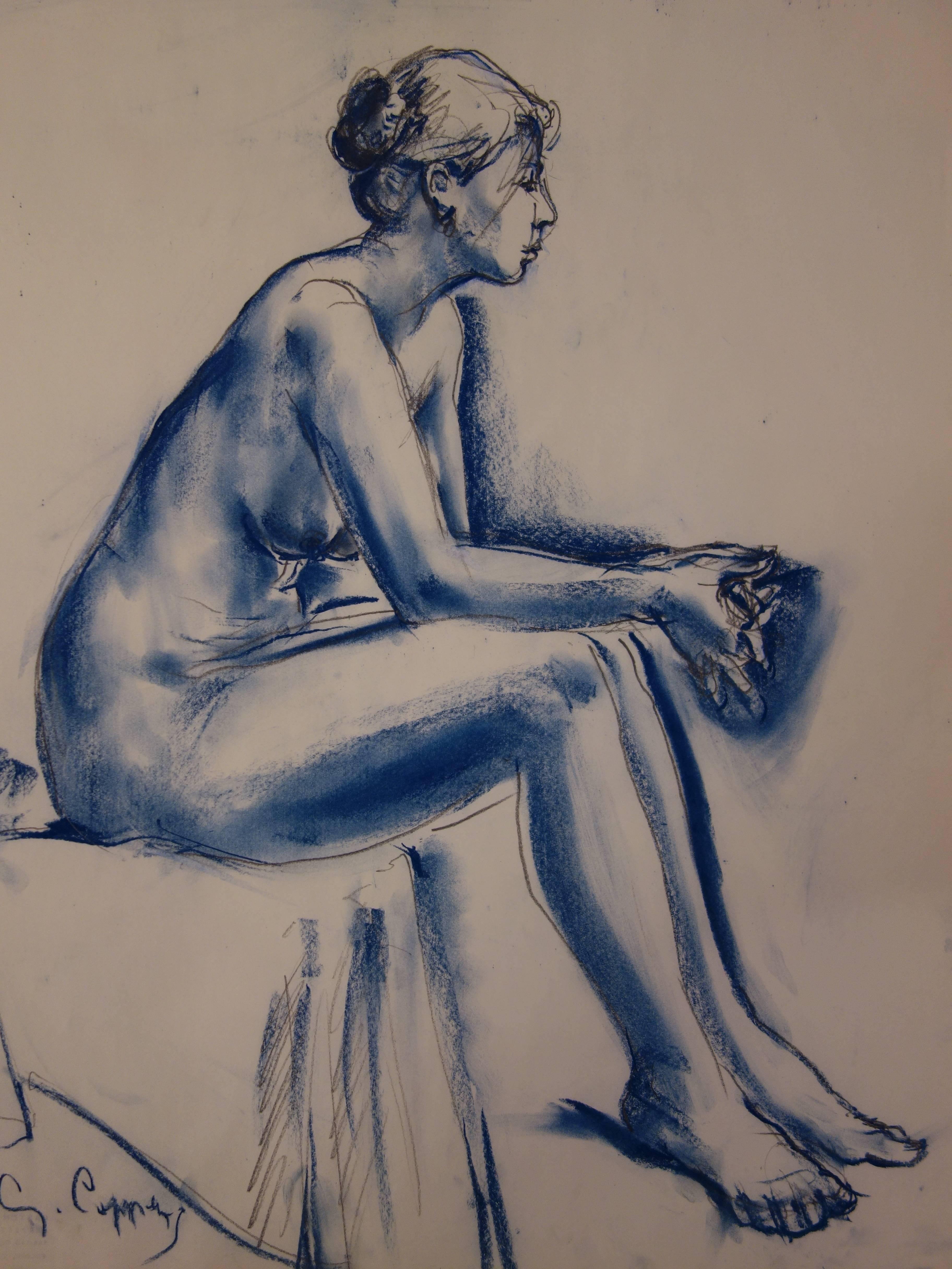 Gaston COPPENS (1909 - 2002)
Blue Nude Ballerina 

Original pencil and charcoal drawing
Signed in the bottom left
Stamp of the artist on the back
On drawing paper 52 x 43 cm (c 21 x 17 inch)

Excellent condition

Gaston Coppens studied sculpture in