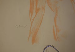 Tre studi di una donna che riposa - Disegno originale firmato a carboncino