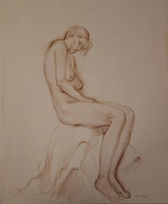 Model Waiting in the Studio - Original signed charcoals drawing