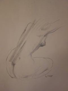 Study of a Seated Model - Original signed charcoals drawing