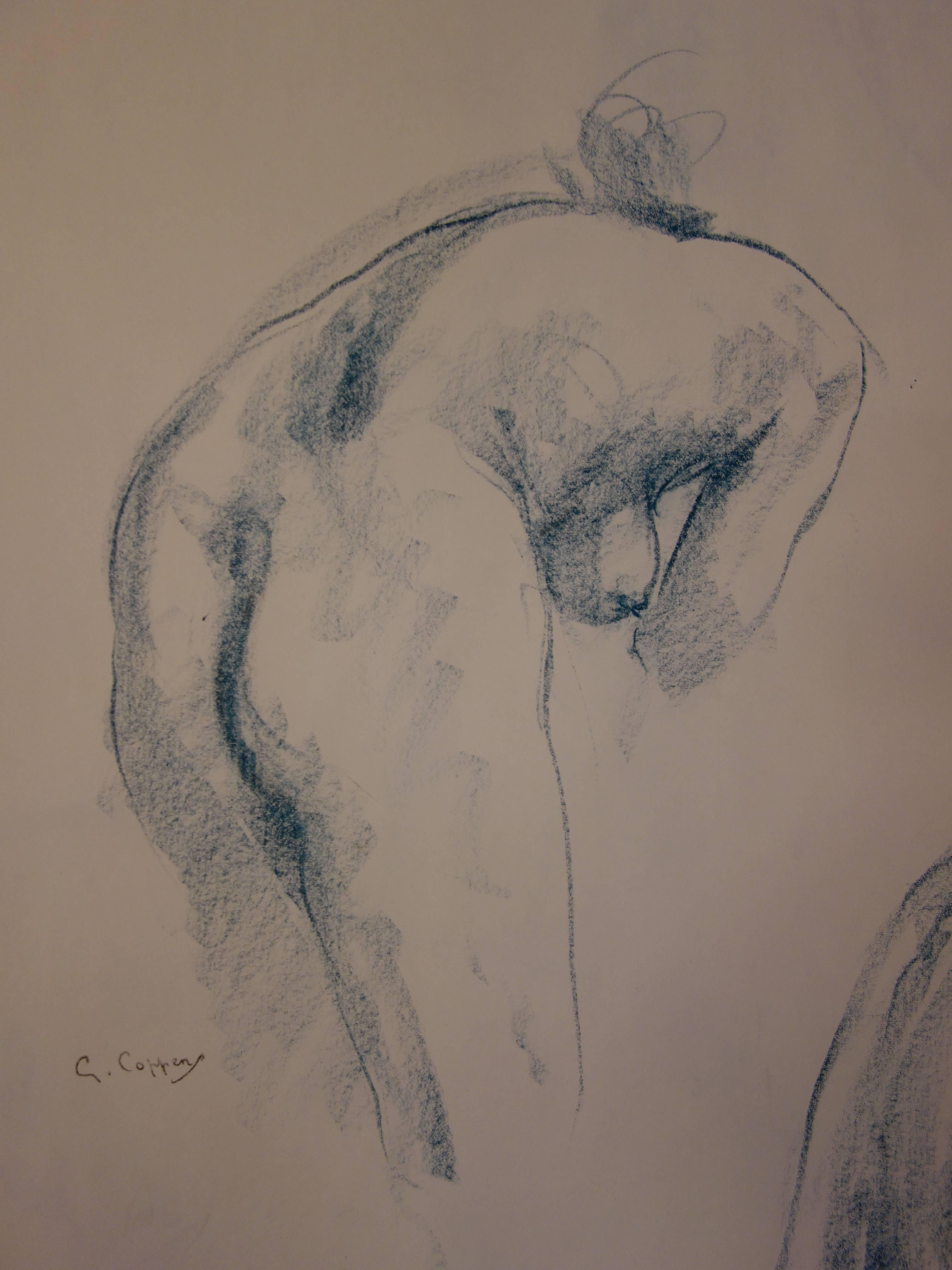 Gaston COPPENS (1909 - 2002)
Two Studies of a Nude Profile 

Original charcoal drawing
Signed in the bottom left
Stamp of the artist on the back
On drawing paper 52 x 43 cm (c 21 x 17 inch)

Excellent condition

Gaston Coppens studied sculpture in