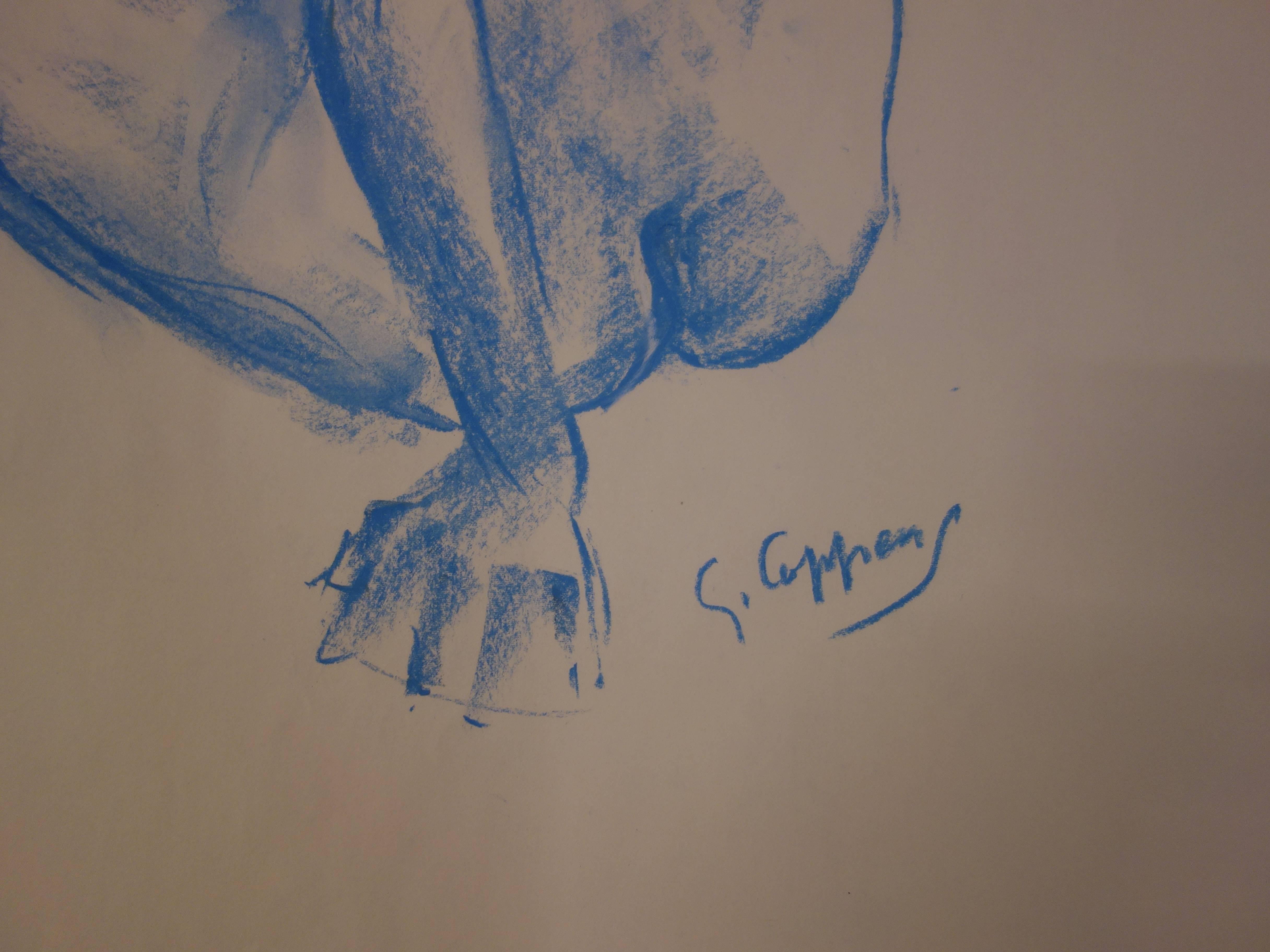 Modella che si alza - Disegno originale firmato a carboncino - Art di Gaston Coppens