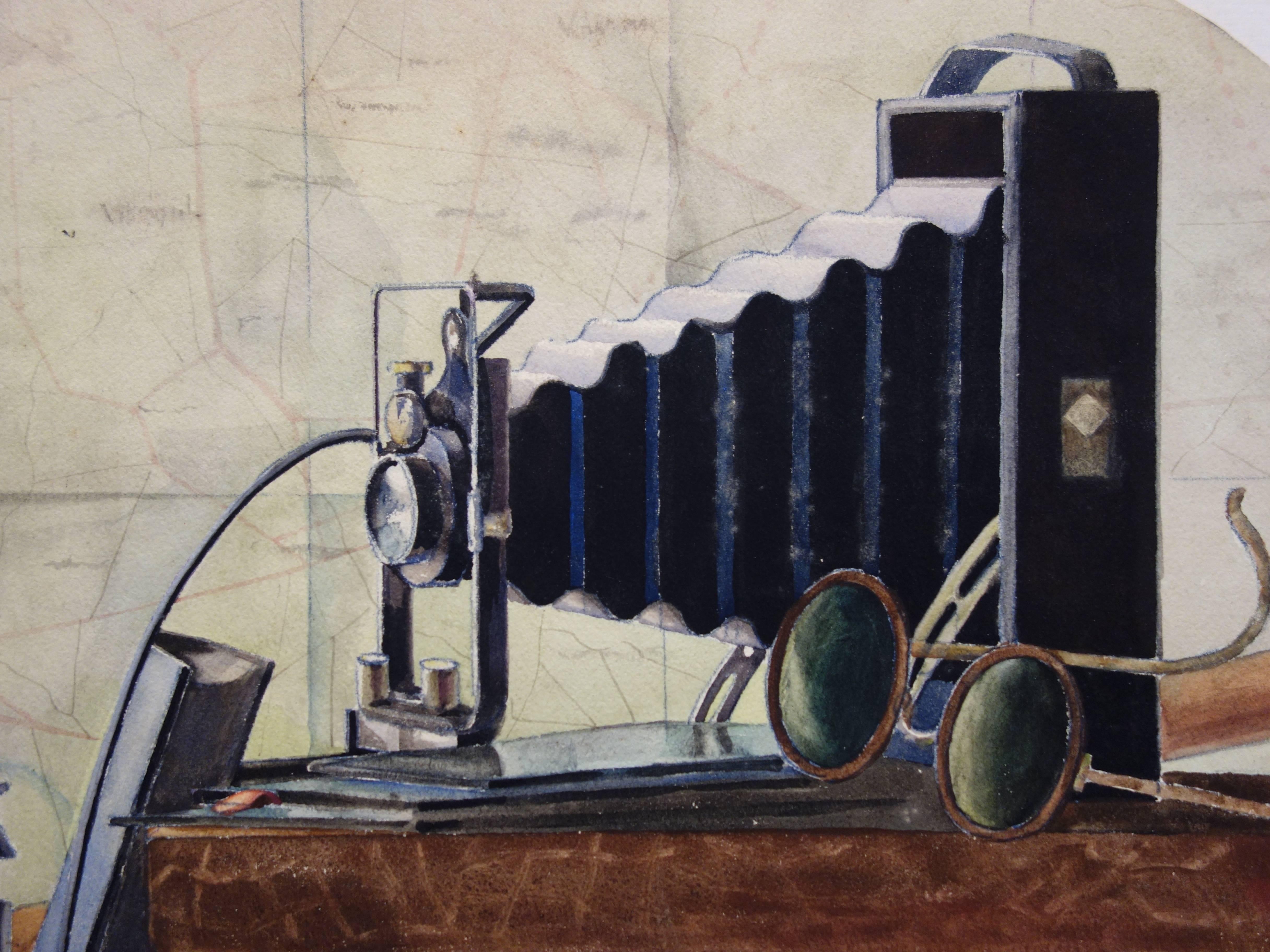 Gaston COPPENS (1909 - 2002)
Hommage an die Fotografie

Original-Aquarell und Tempera
Mit dem Stempel des Künstlers auf der Rückseite
Auf Pergament (ovaler Schnitt) 45 x 62 cm (ca. 18 x 25 inch)

Ausgezeichneter Zustand, zwei kleine