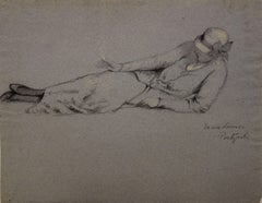 Marie Louise Smoking - Original Signed Charcoals Drawing 