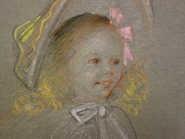 Gustave Poetzsch (1870-1950) 
Young Girl with Hat and Ribbons

Original charcoals and pencil drawing
Signed and dated bottom right
Stamp of the Estate auction sale on the back
On grey linen vellum 31 x 24 cm (c. 12 x 10 in)

Very good condition, a
