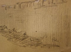 Carrozza proveniente da un piccolo villaggio - Disegno originale a carboncino firmato
