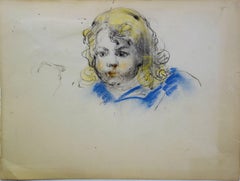 Boy with Long Blond Hair - Original Charcoals Drawing