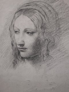 Tribute to Leonardo Da Vinci : Study of Woman Face - Original Pencil Drawing 