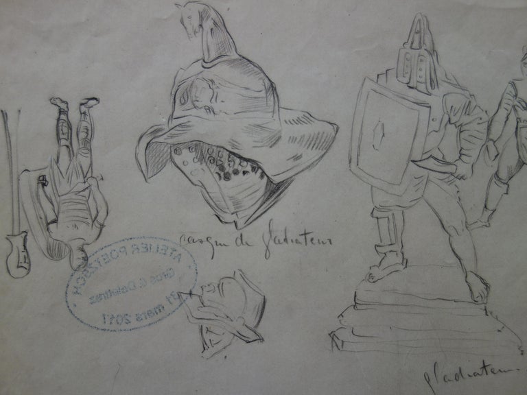Gladiators - Original Pencil Drawing  - Realist Art by Gustave Poetzsch