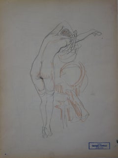 Woman Undressing - Pencil drawing - circa 1914