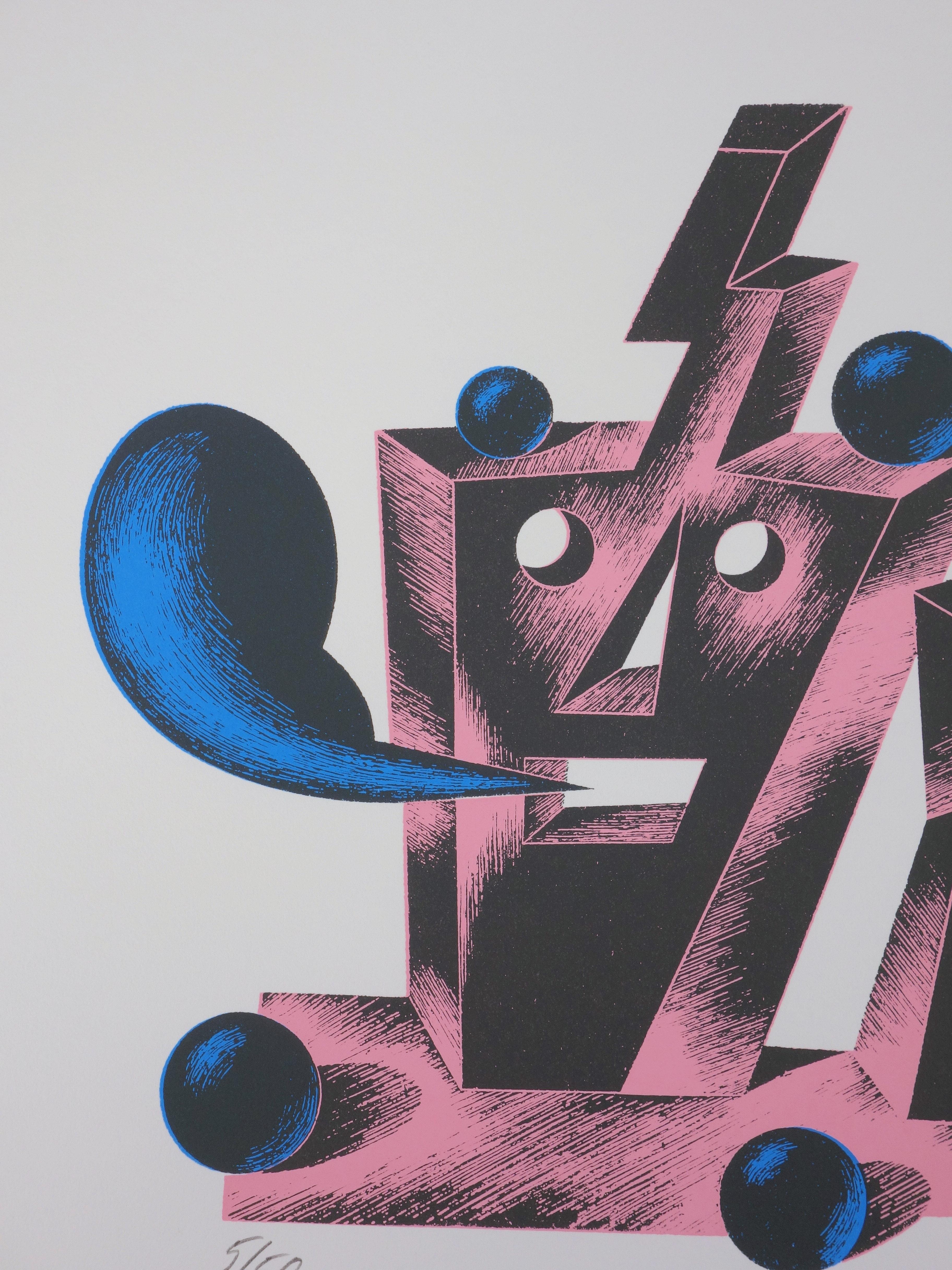 Majesties : King and Queen - Handsigned lithograph - 50 ex - Gray Figurative Print by Atanas Milhaltchev