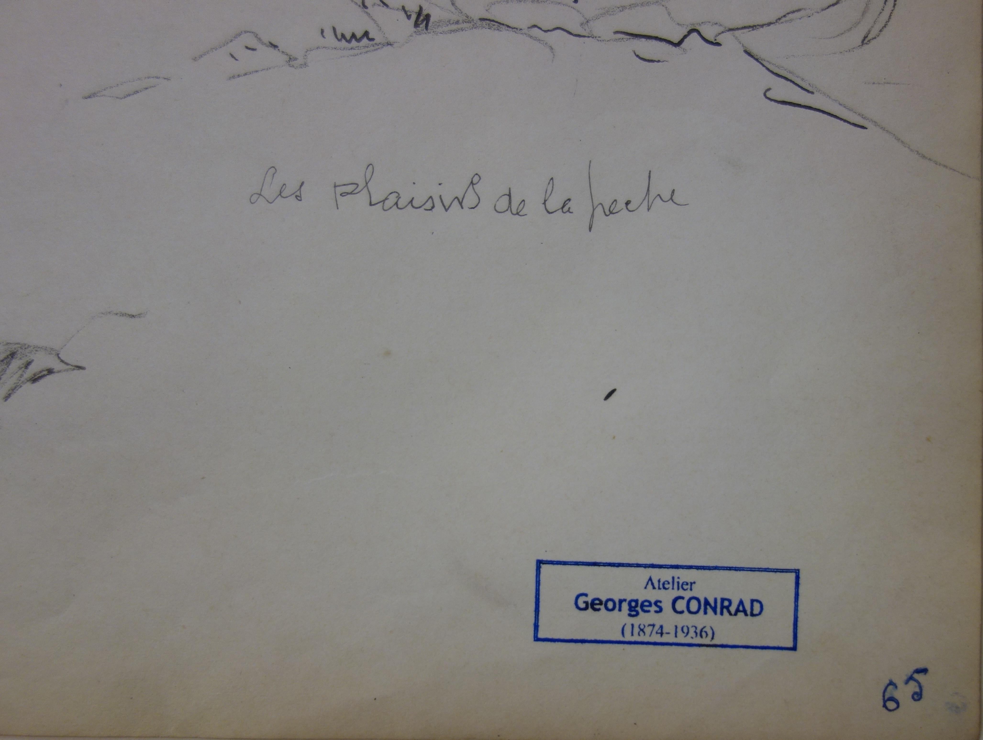 Fischerfest - Bleistiftzeichnung - um 1914 – Art von Georges Conrad