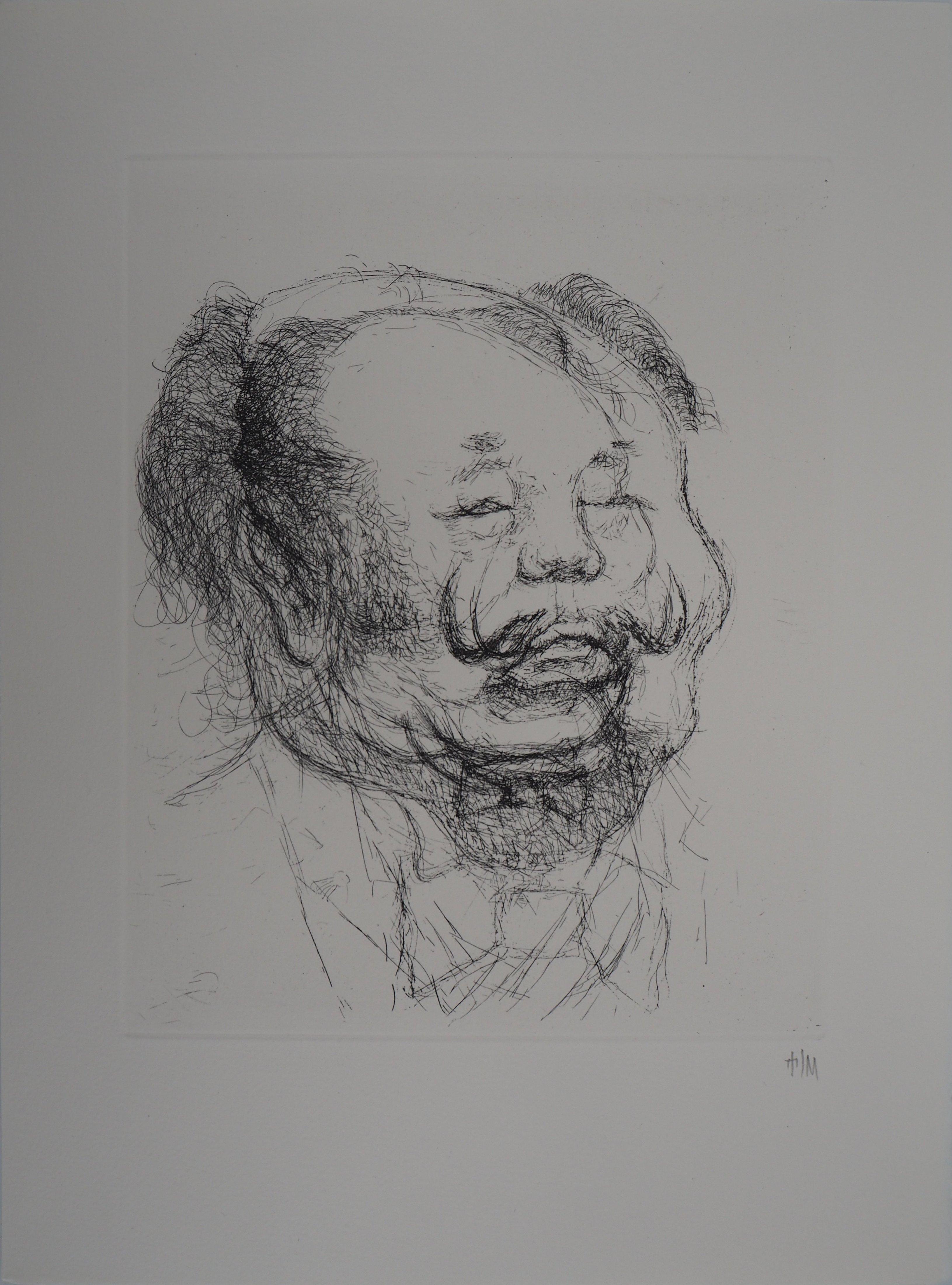 Louis Mitelberg Portrait Print - Caricature of Salvador Dali as Mao - Handsigned etching, 1971