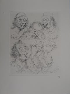 Gravure à l'eau-forte signée à la main représentant Salvador Dali sous le nom de Fidel Castro, 1971