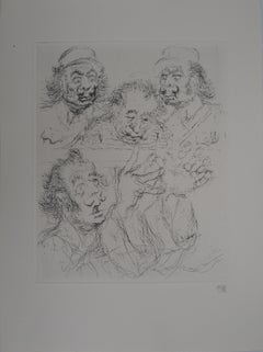 Caricature of Salvador Dali as Fidel Castro - Handsigned etching, 1971