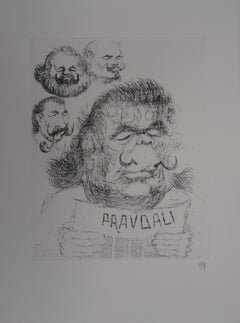 Caricature of Salvador Dali as a Soviet leader - Handsigned etching, 1971