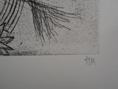 Caricature of Salvador Dali with Double Mustach - Handsigned etching, 1971