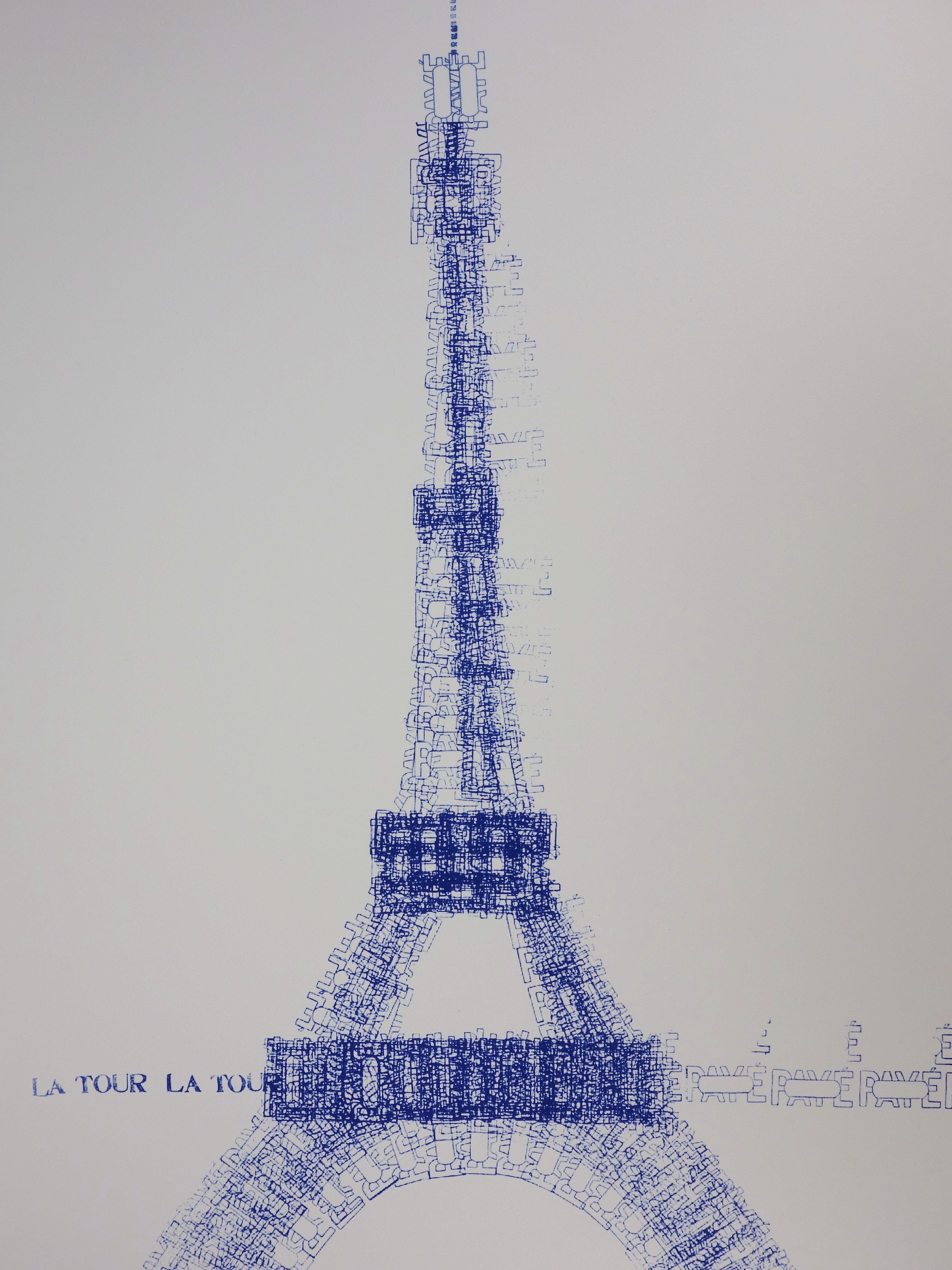 Eiffel Tower In Payed Stamps - Handsigned Screen Print 3