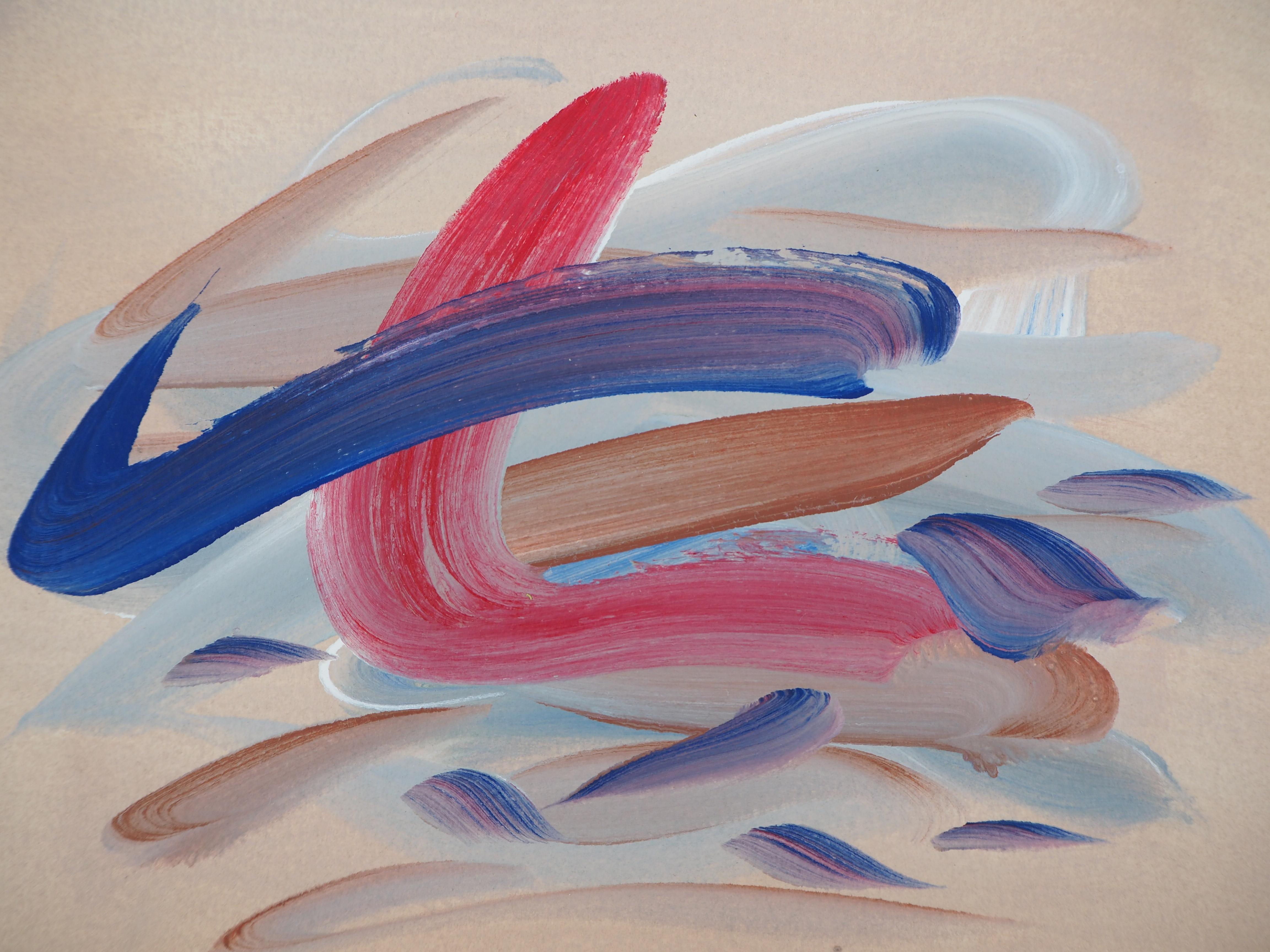 Luminous Cloud - Original watercolor and tempera - Abstract Art by Ervin Neuhaus