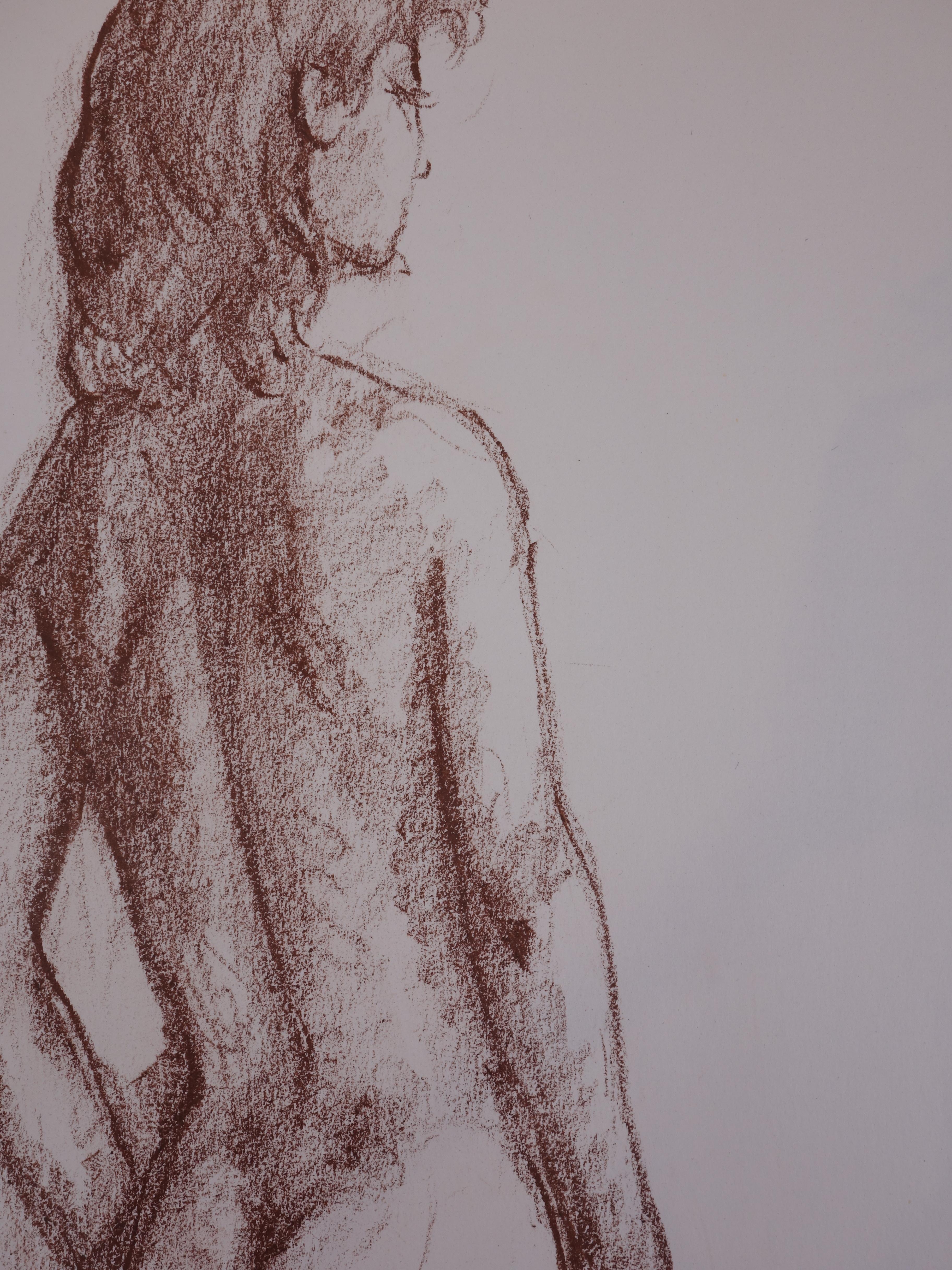 Mary Revealing her Shoulders - Original charcoals drawing - Modern Art by Gaston Coppens