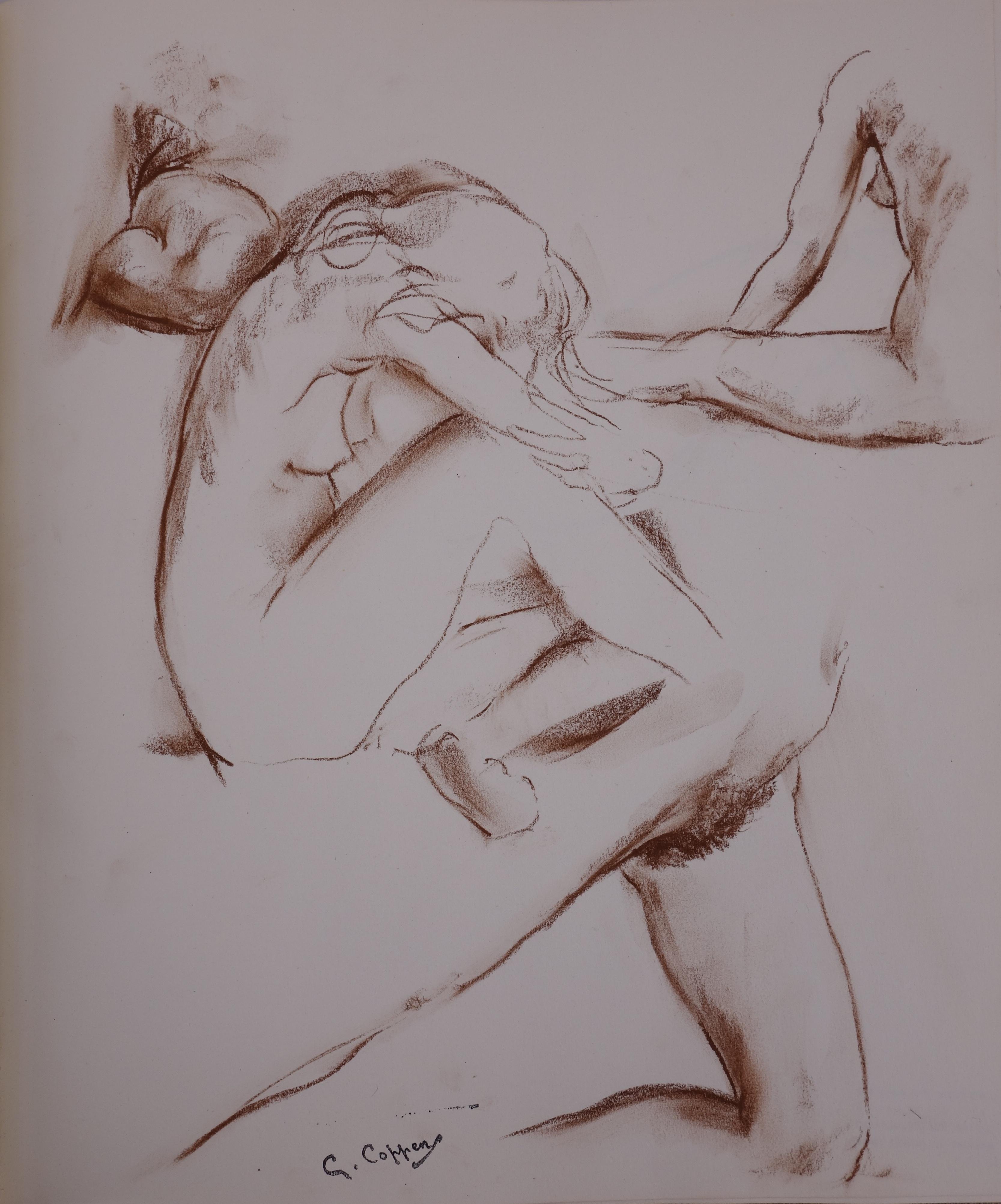 Four Studies of Nude - Original charcoals drawing - Art by Gaston Coppens