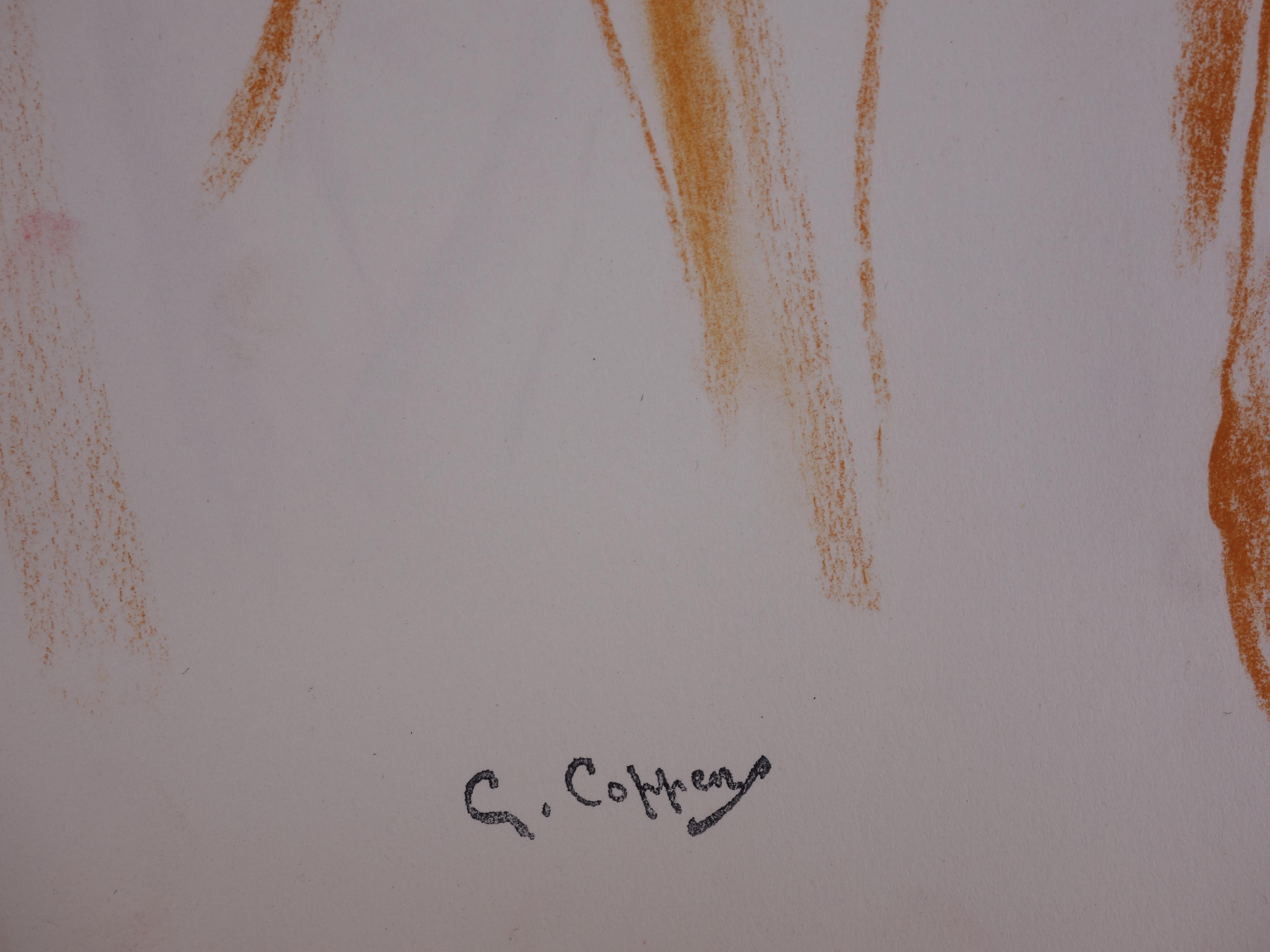 Studi di una modella in officina - Disegno originale a carboncino - Art di Gaston Coppens