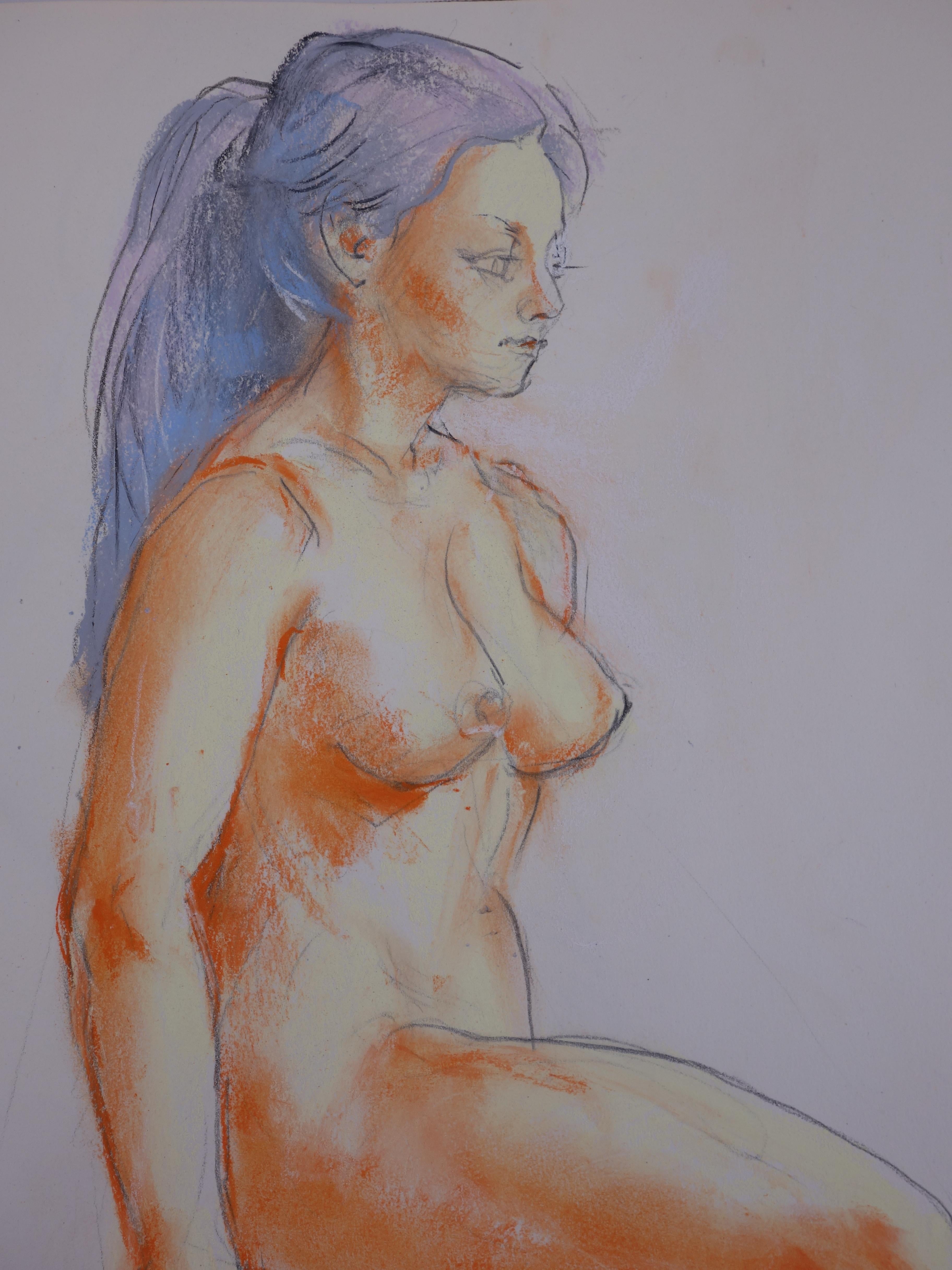 Dreaming Nude - Original charcoals drawing 1