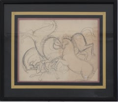Prancing Horses - Original pencil drawing