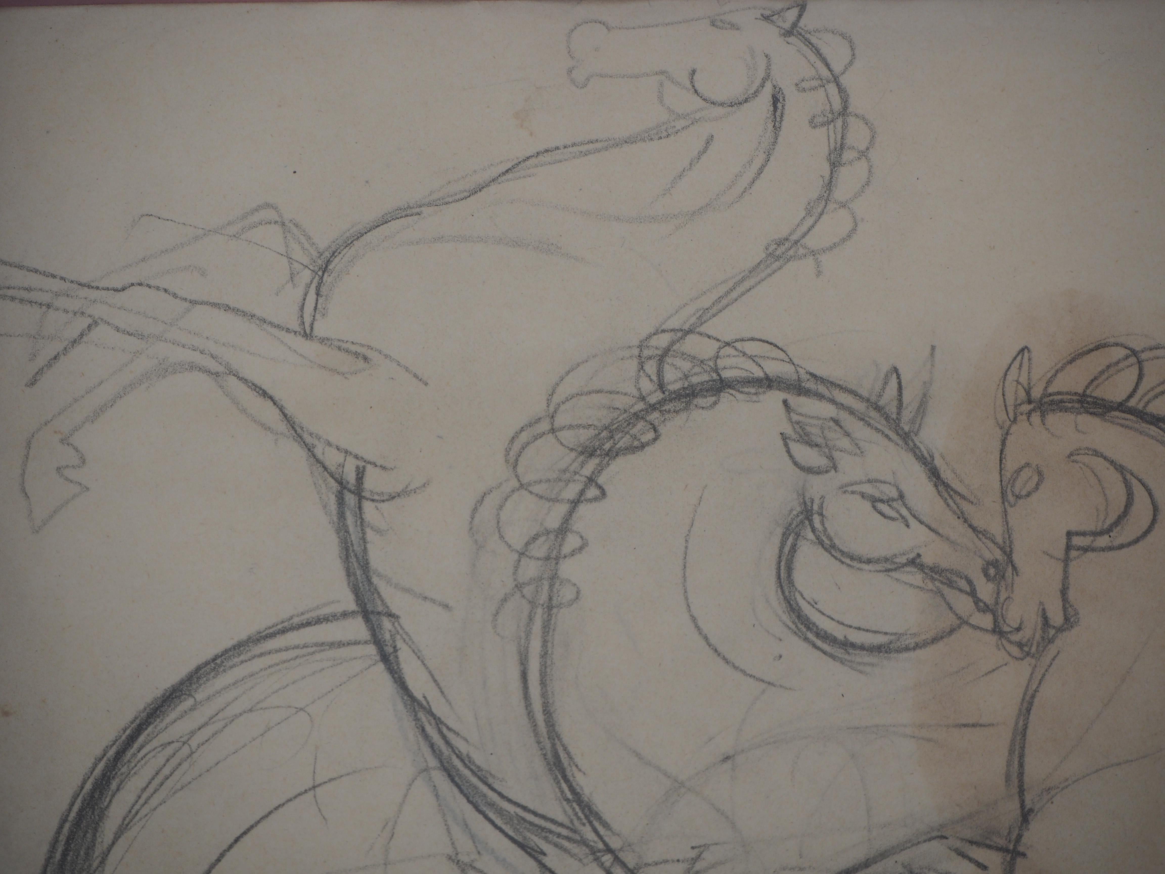 Prancing Horses - Original pencil drawing - Art Nouveau Art by André Lhote