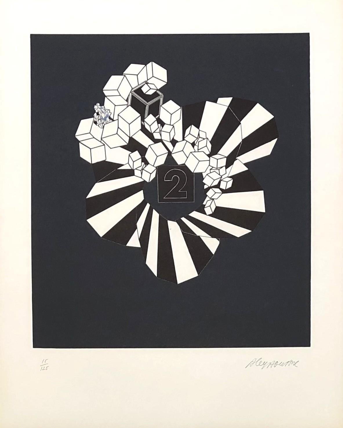 Alain Le Yaouanc Interior Print - Geometric Composition V - Original Lithograph Handsigned - 125 copies