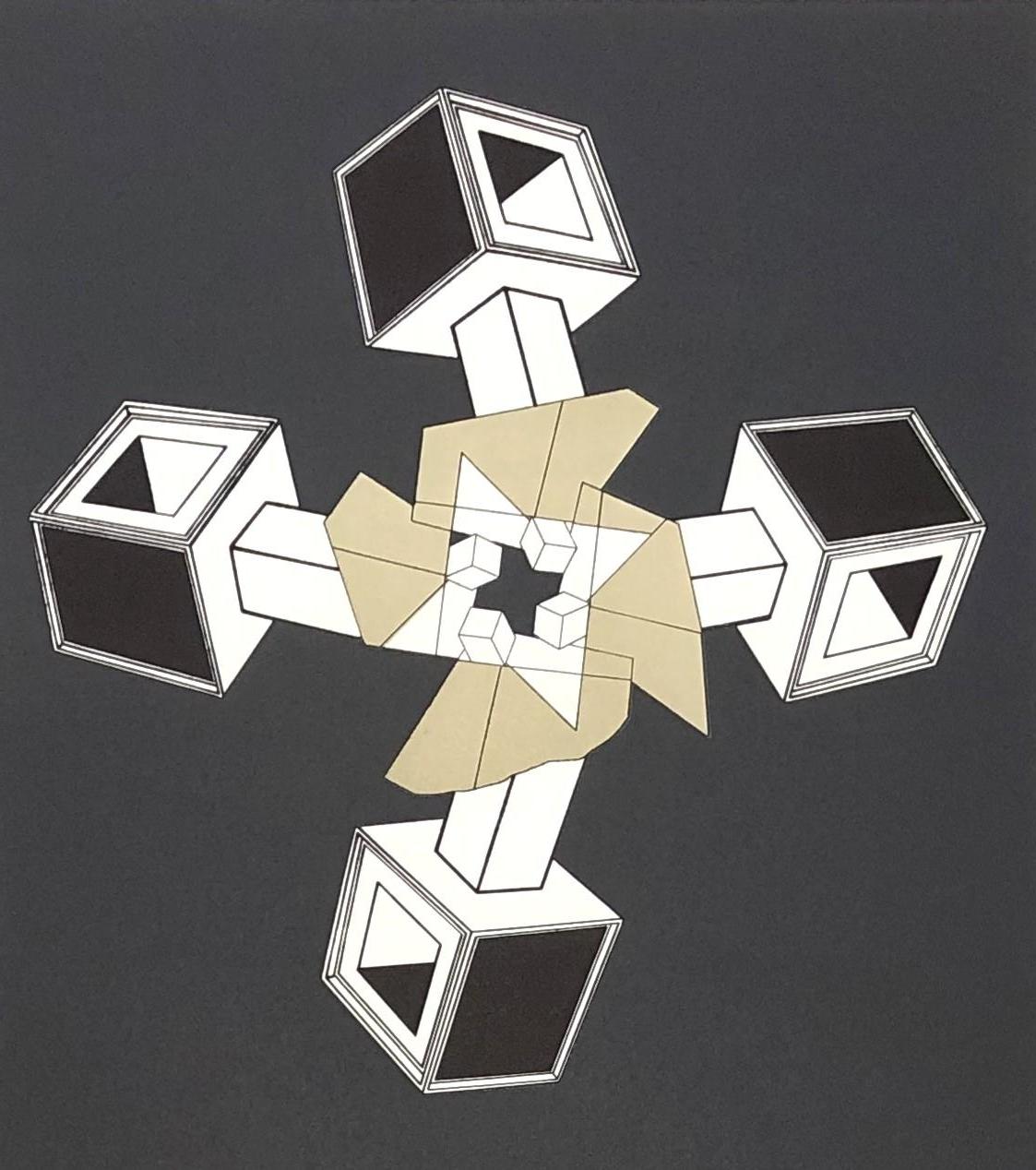 Geometric Composition VI - Original Lithograph Handsigned - 125 copies - Print by Alain Le Yaouanc