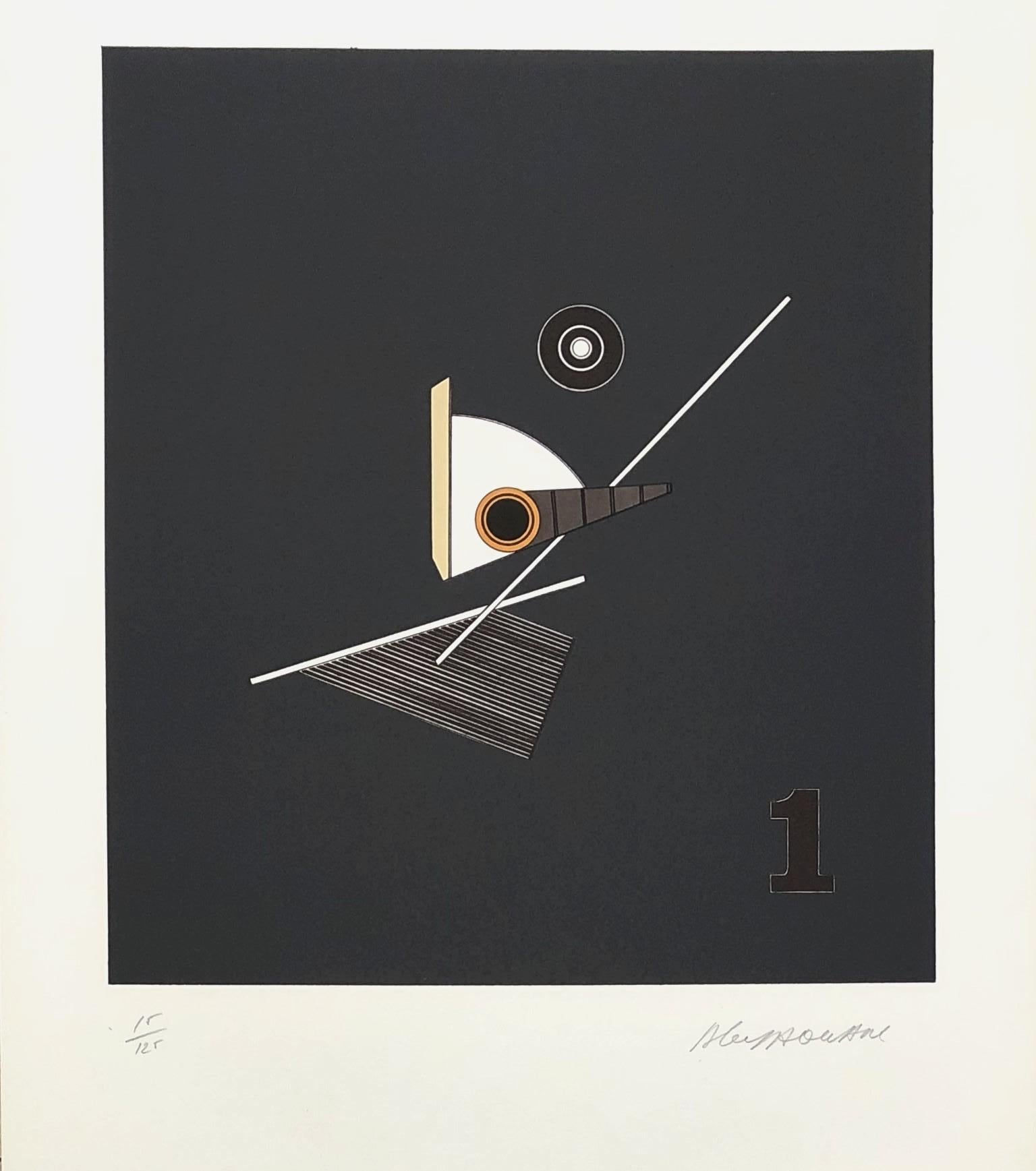 Alain Le Yaouanc Interior Print - Geometric Composition VII - Original Lithograph Handsigned - 125 copies
