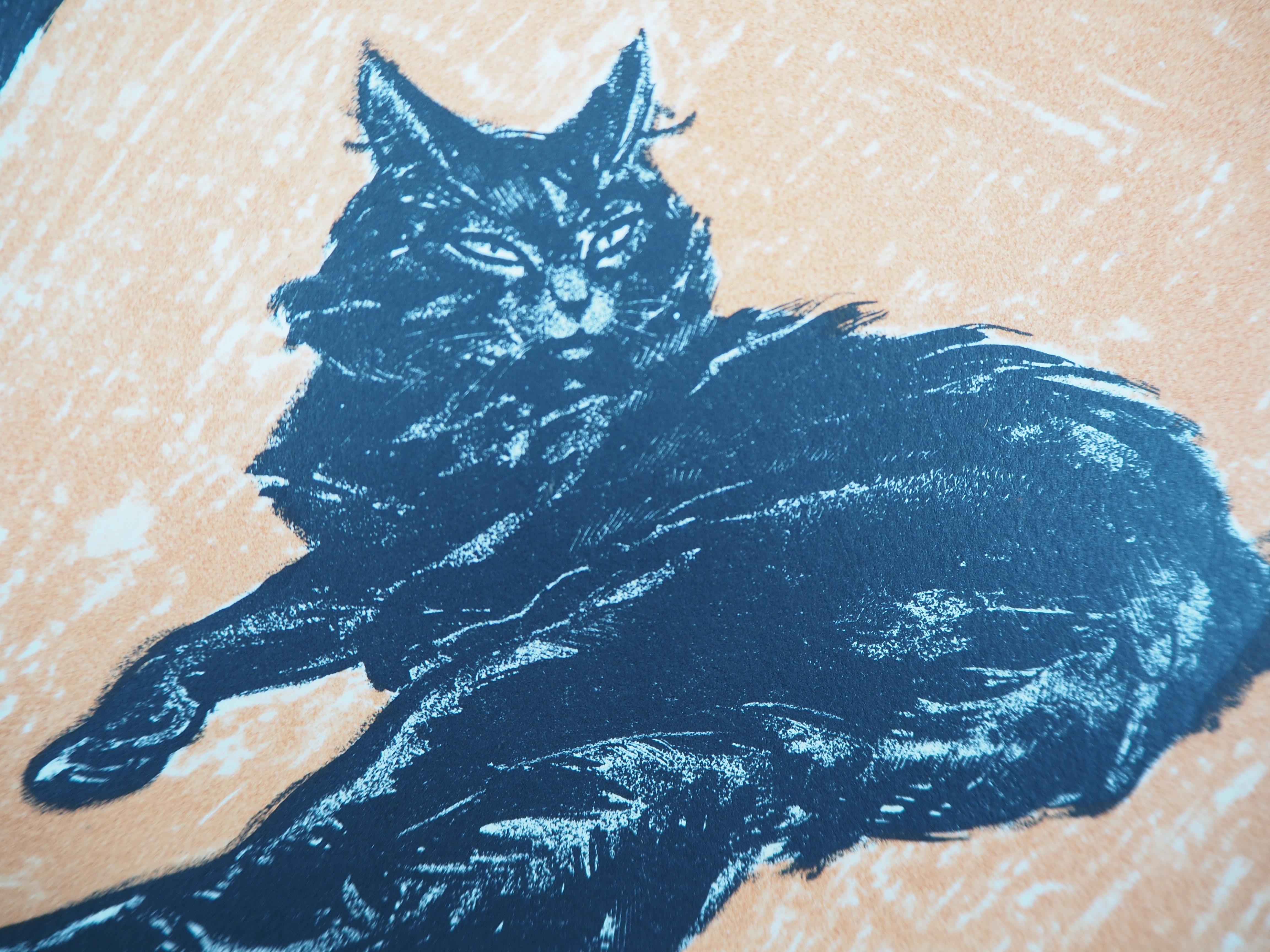 Nudo e gatto - Litografia originale - 1937 ca. in vendita 2