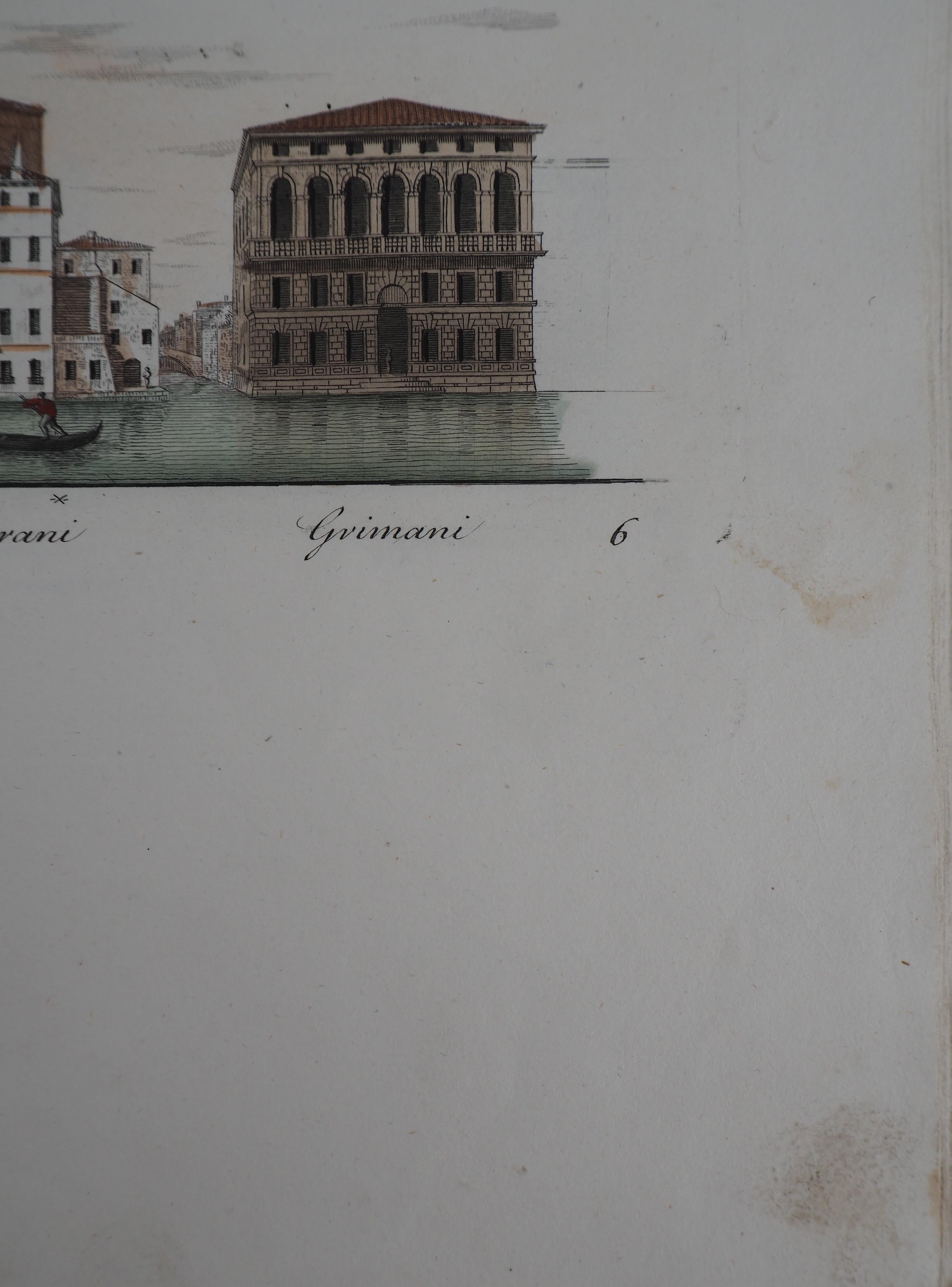 Venice, Ansicht des Grand Canal  - Original-Radierung und Aquarell, 1831 (Akademisch), Print, von Dionisio Moretti