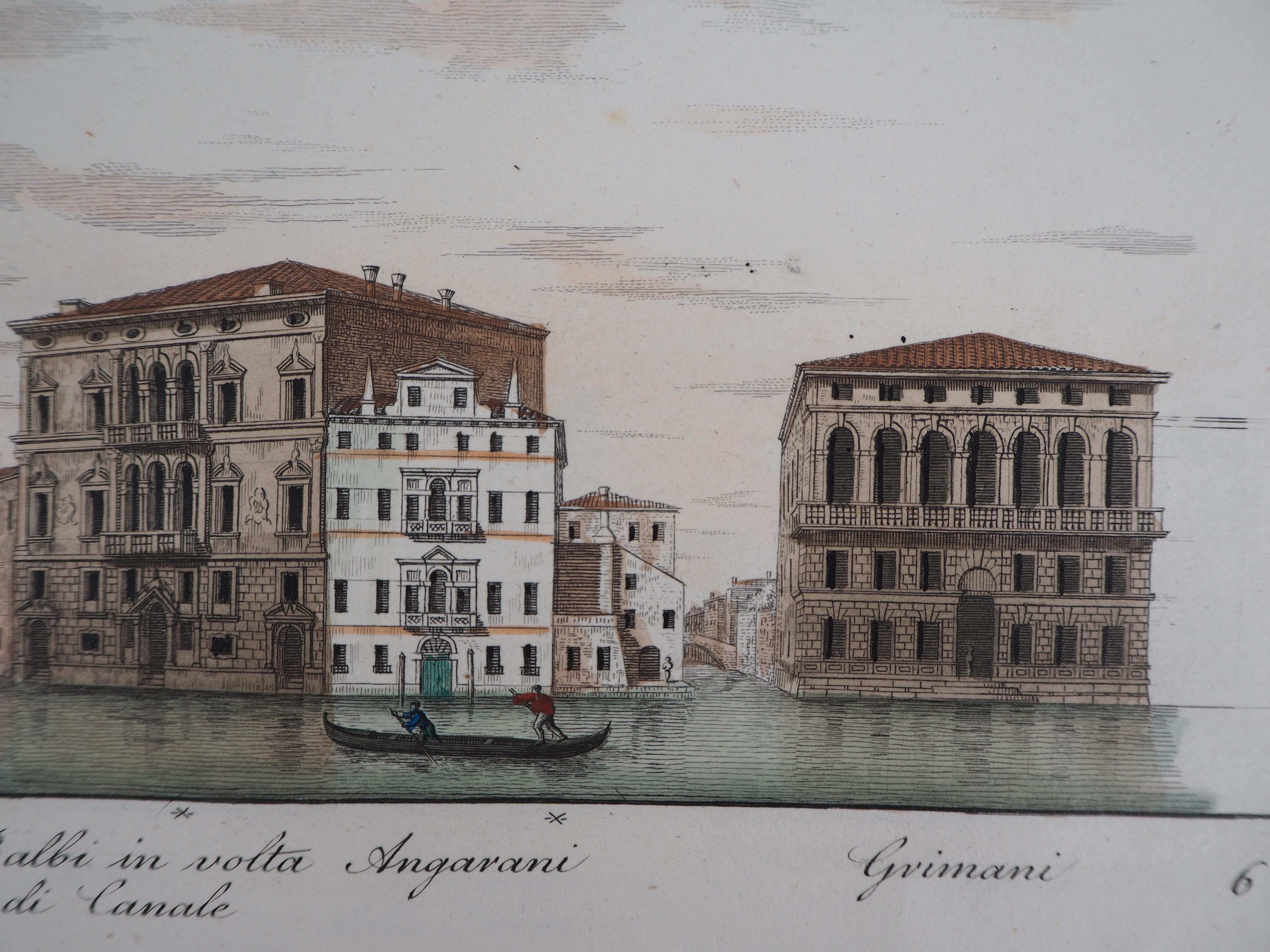 Venice, View of the Grand Canal  - Original etching and watercolor, 1831 For Sale 1