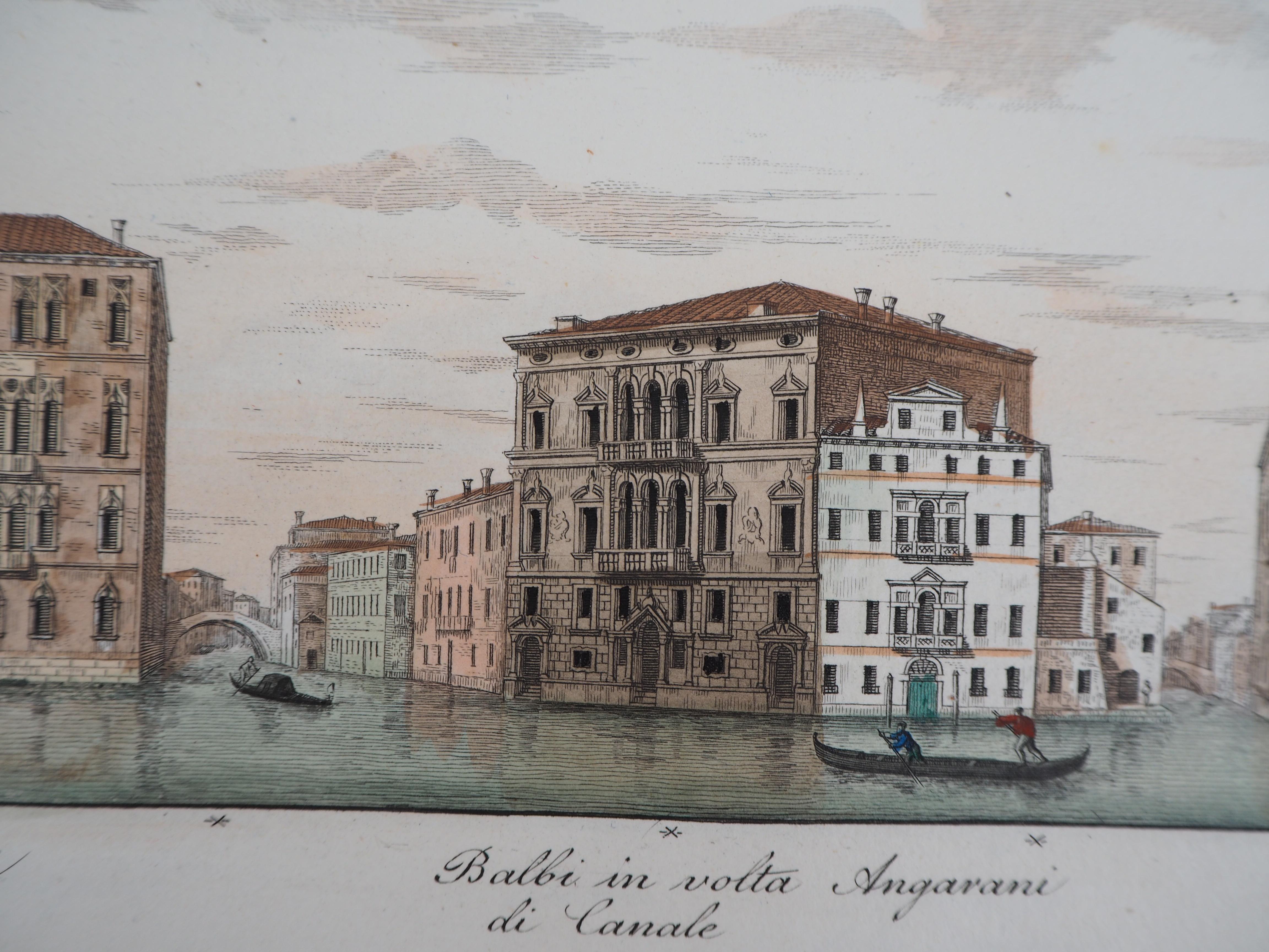 Dionisio MORETTI 
Vista del Gran Canal, 1831

Grabado original 
Finamente realzado a mano con acuarela
En vitela  26 x 41 cm (c. 10,2 x 16 pulgadas)

Muy buen estado, ligeras rayas en los bordes (ver fotos)