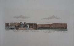 Venice, Rialto Bridge  - Original etching and watercolor, 1831