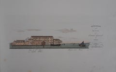 Venice, Santa Chiara Island - Original etching and watercolor, 1831