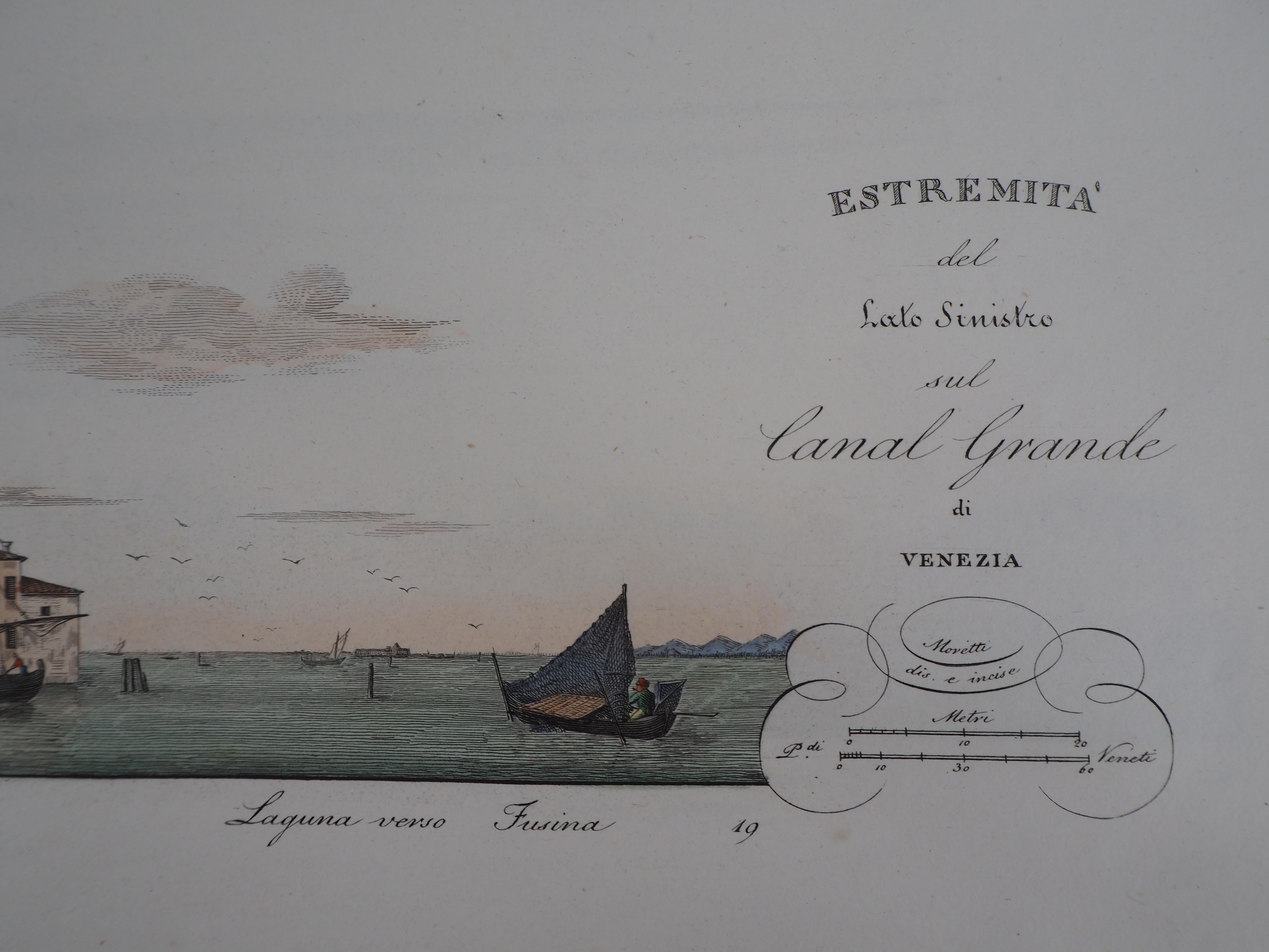 Venice, Santa Chiara-Insel – Original-Radierung und Aquarell, 1831 im Angebot 3
