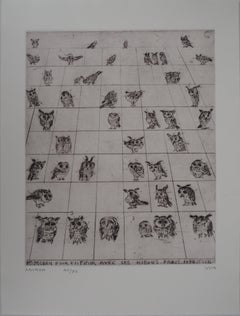 To Finish with the Owls - Original handsigned etching, Ltd 90 copies